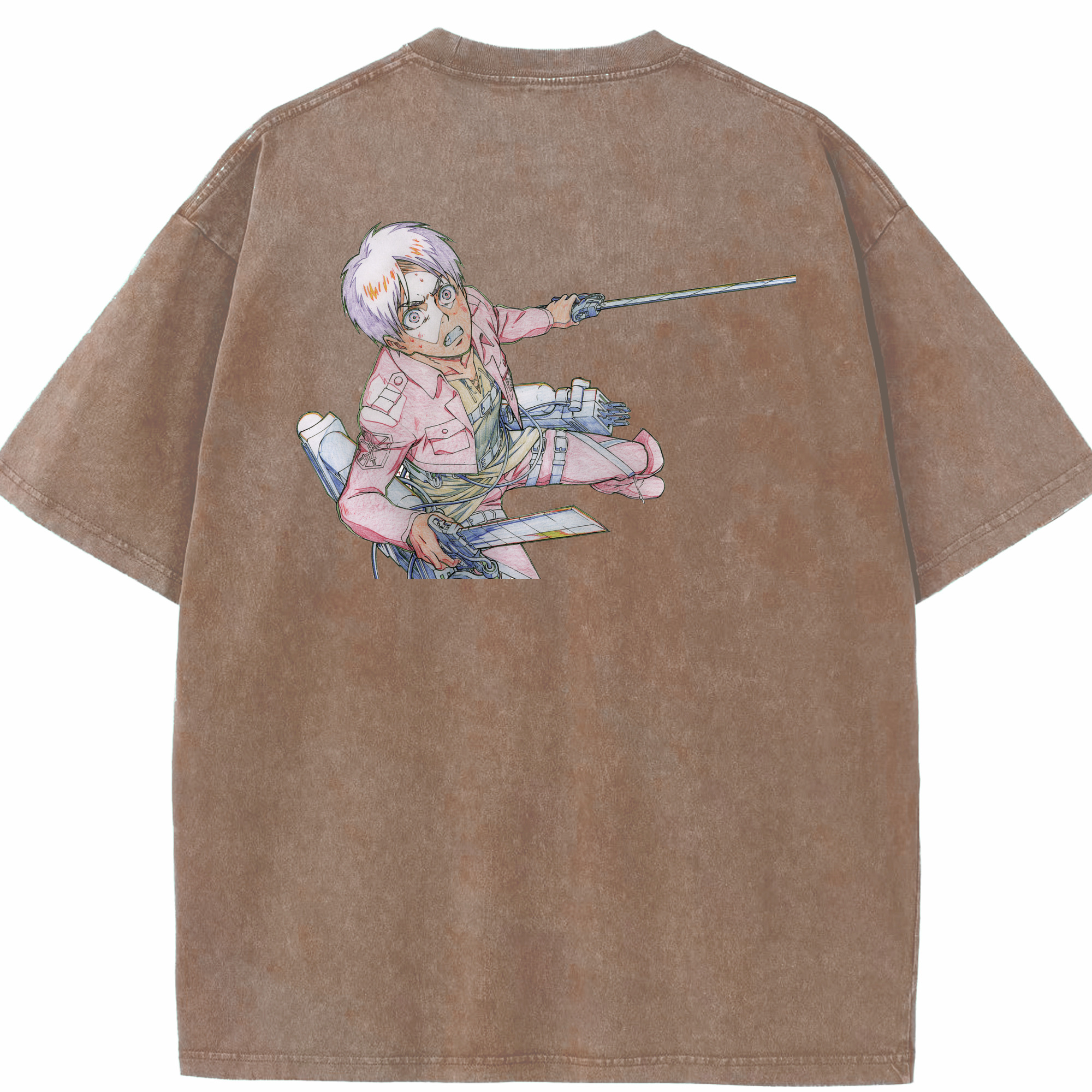 （画像用） 進撃の巨人 エレン･イェーガー Attack on Titan Eren Jäger 綿100% ヴィンテージ風 半袖Tシャツ（背面プリント）