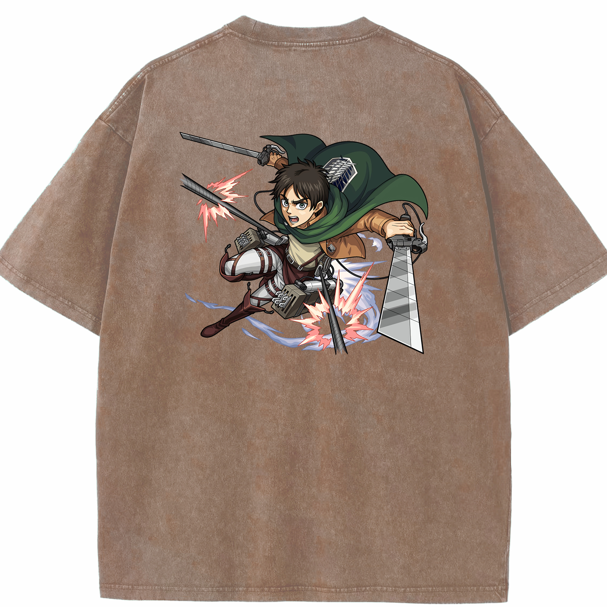 （画像用） 進撃の巨人 エレン･イェーガー Attack on Titan Eren Jäger 綿100% ヴィンテージ風 半袖Tシャツ（背面プリント）