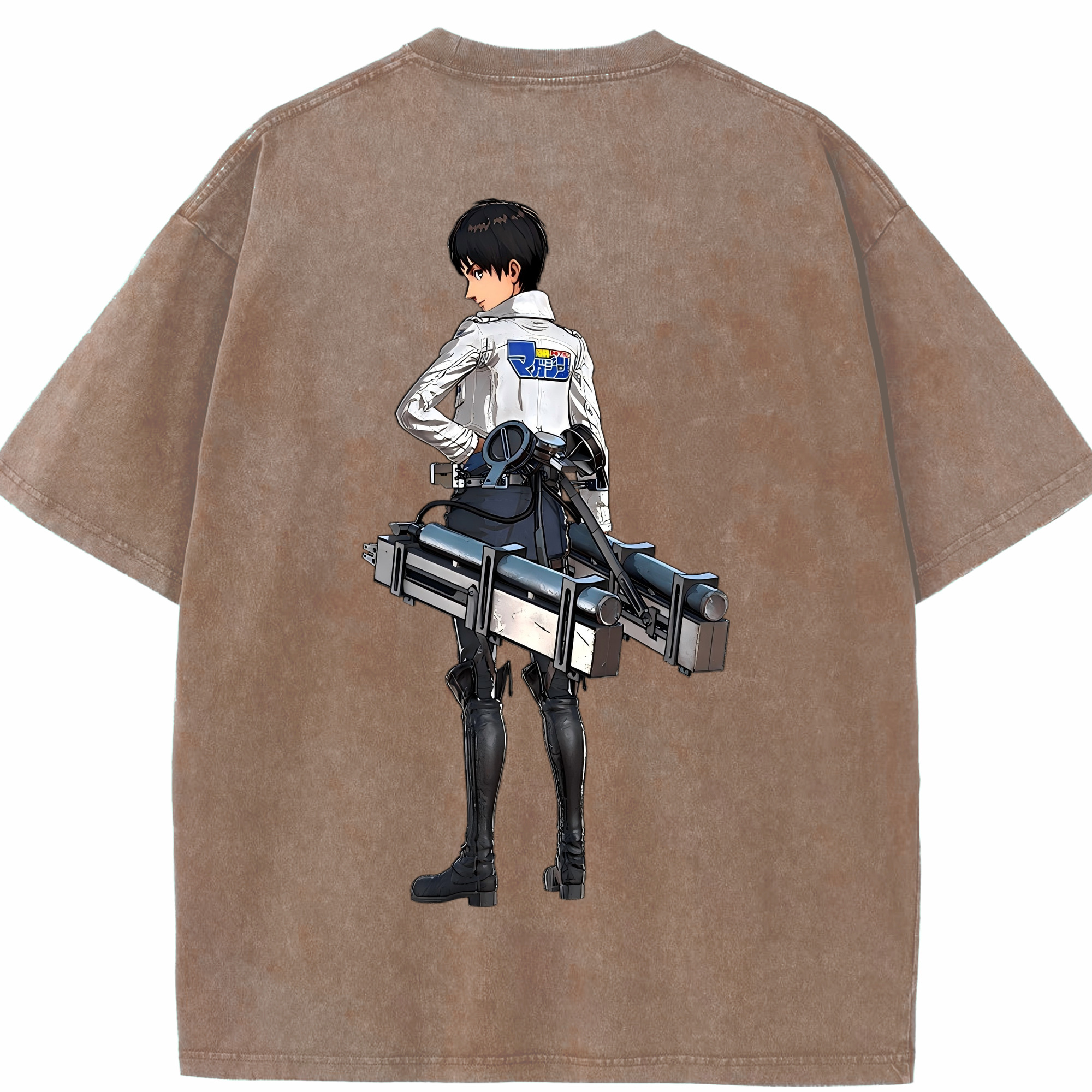 （画像用） 進撃の巨人 エレン･イェーガー Attack on Titan Eren Jäger 綿100% ヴィンテージ風 半袖Tシャツ（背面プリント）