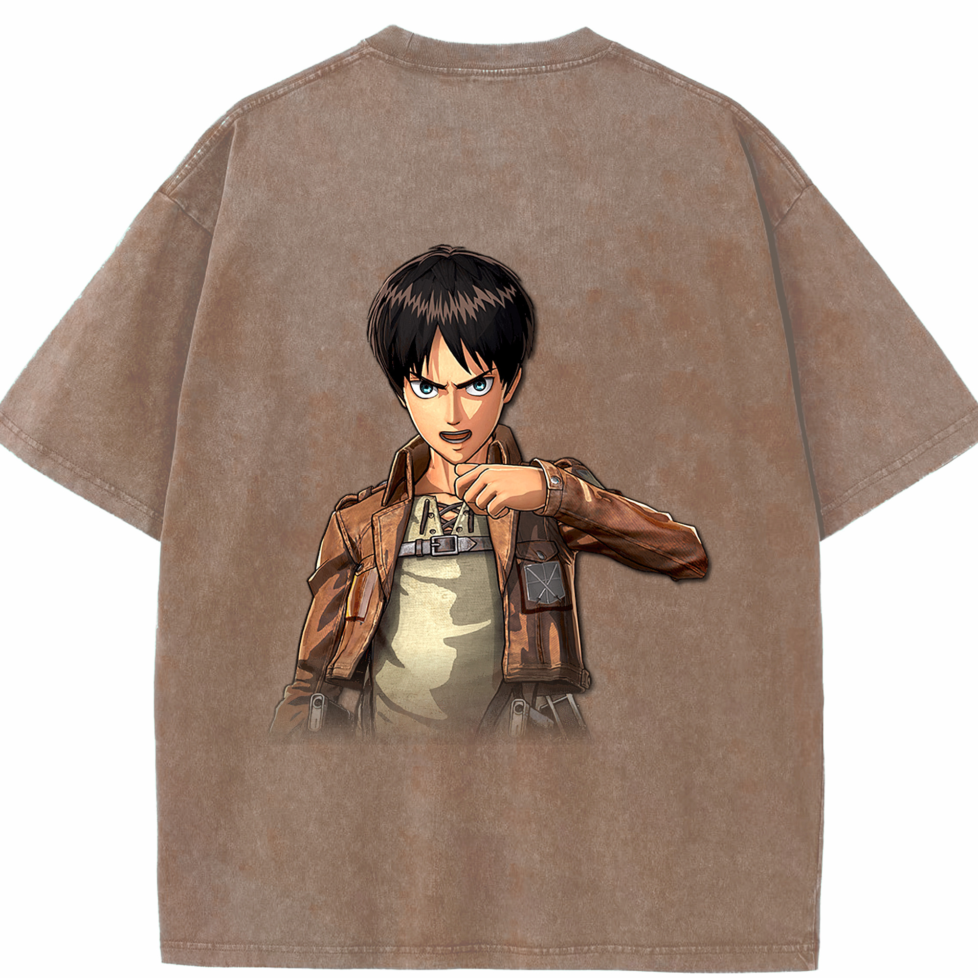 （画像用） 進撃の巨人 エレン･イェーガー Attack on Titan Eren Jäger 綿100% ヴィンテージ風 半袖Tシャツ（背面プリント）
