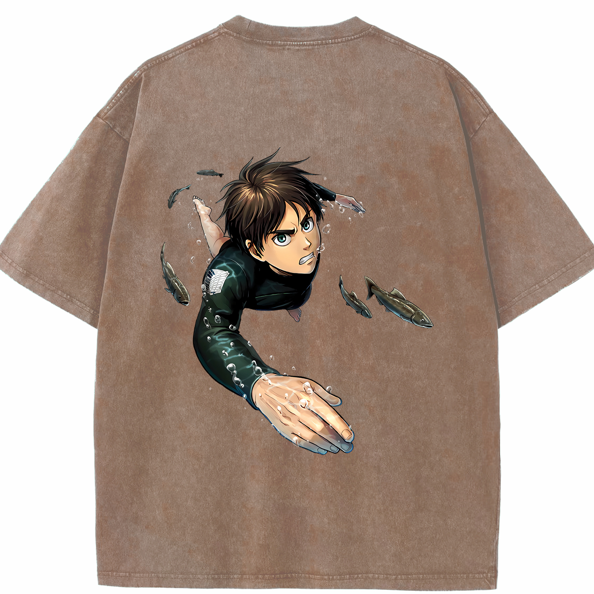 （画像用） 進撃の巨人 エレン･イェーガー Attack on Titan Eren Jäger 綿100% ヴィンテージ風 半袖Tシャツ（背面プリント）