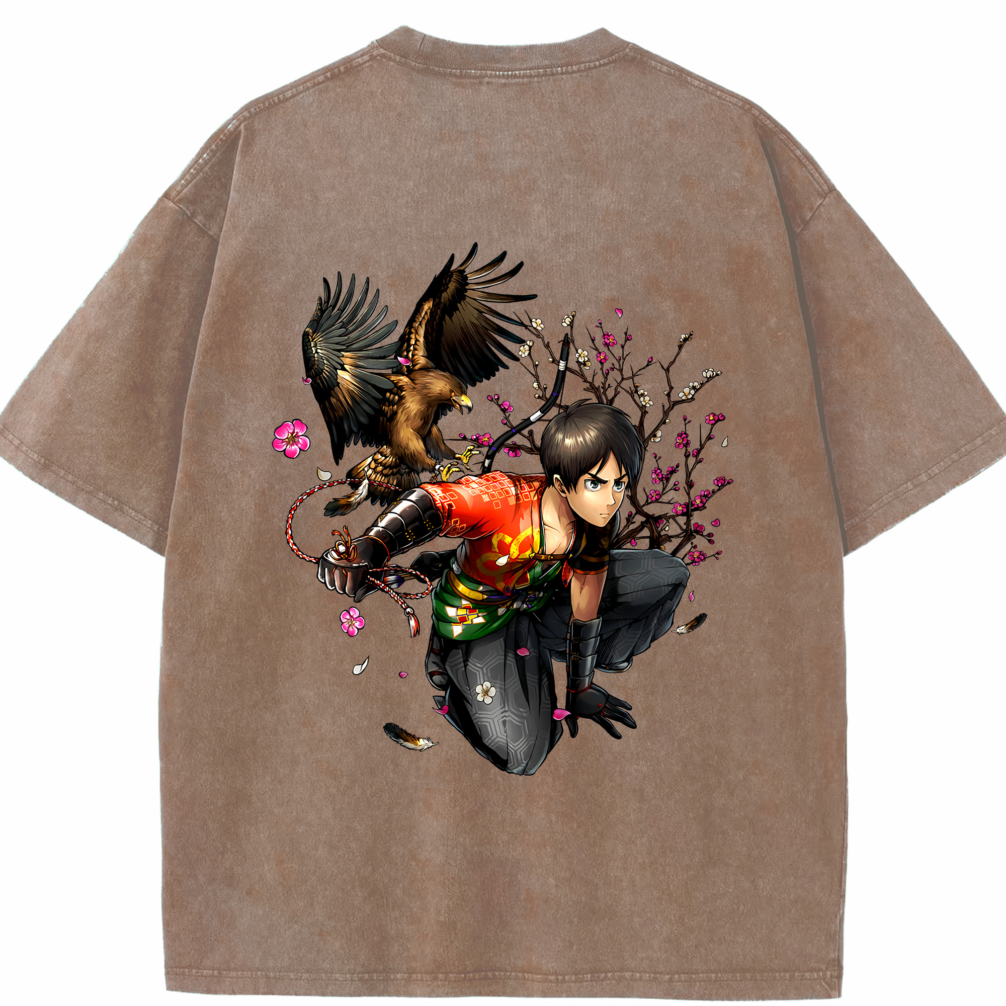 （画像用） 進撃の巨人 エレン･イェーガー Attack on Titan Eren Jäger 綿100% ヴィンテージ風 半袖Tシャツ（背面プリント）