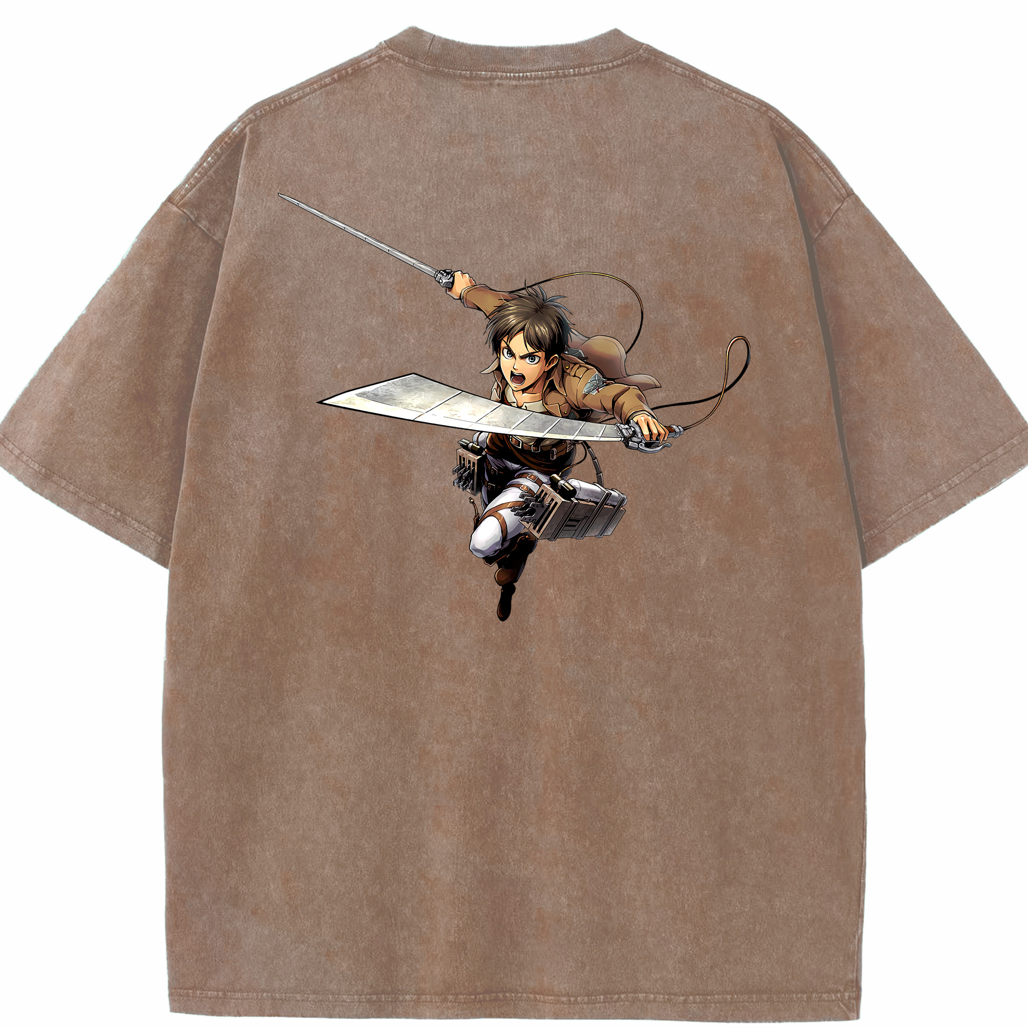 （画像用） 進撃の巨人 エレン･イェーガー Attack on Titan Eren Jäger 綿100% ヴィンテージ風 半袖Tシャツ（背面プリント）