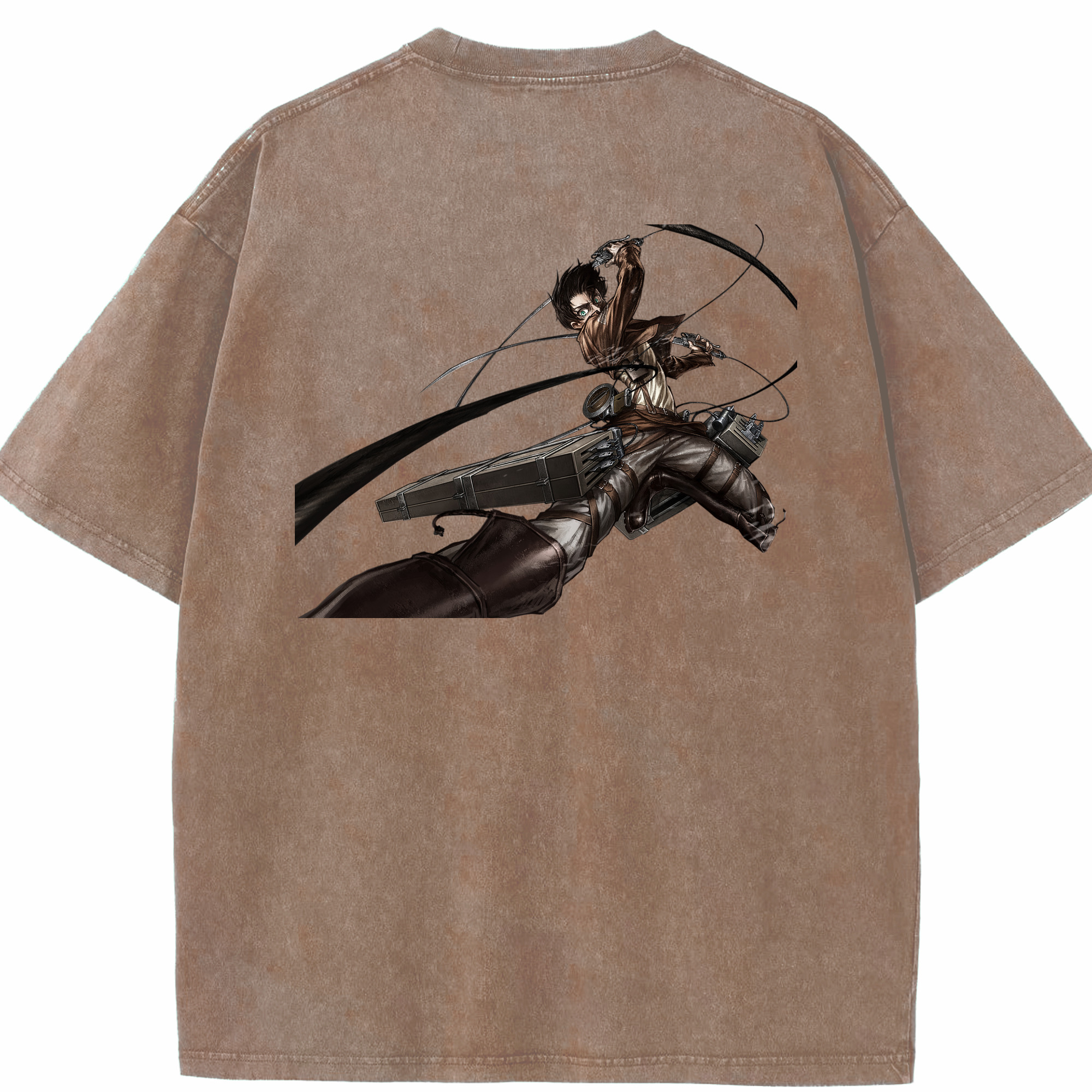 （画像用） 進撃の巨人 エレン･イェーガー Attack on Titan Eren Jäger 綿100% ヴィンテージ風 半袖Tシャツ（背面プリント）