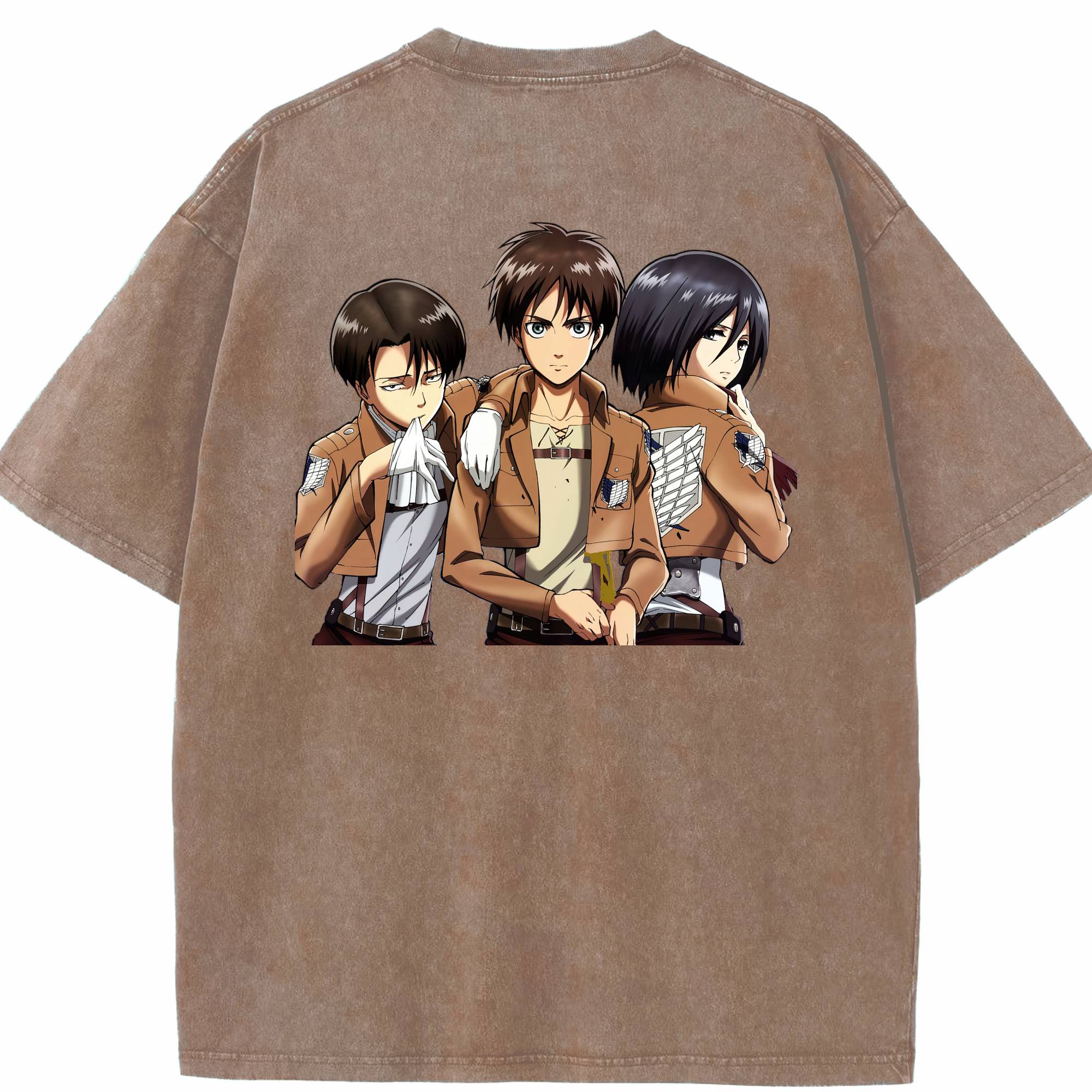（画像用） 進撃の巨人 エレン･イェーガー Attack on Titan Eren Jäger 綿100% ヴィンテージ風 半袖Tシャツ（背面プリント）