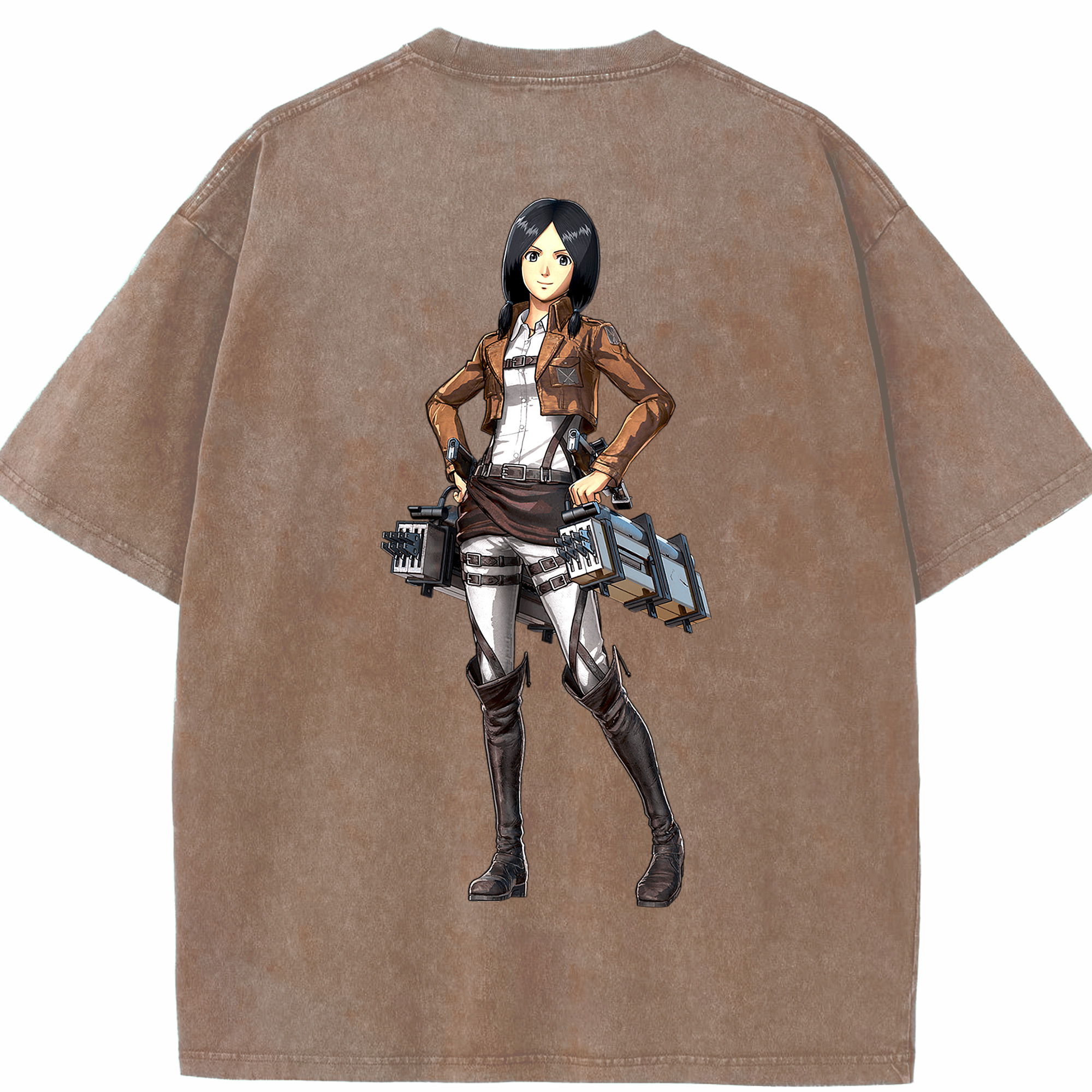 （画像用） 進撃の巨人 ミカサ·アッカーマン Attack on Titan Mikasa Ackerman 綿100% ヴィンテージ風 半袖Tシャツ（背面プリント）