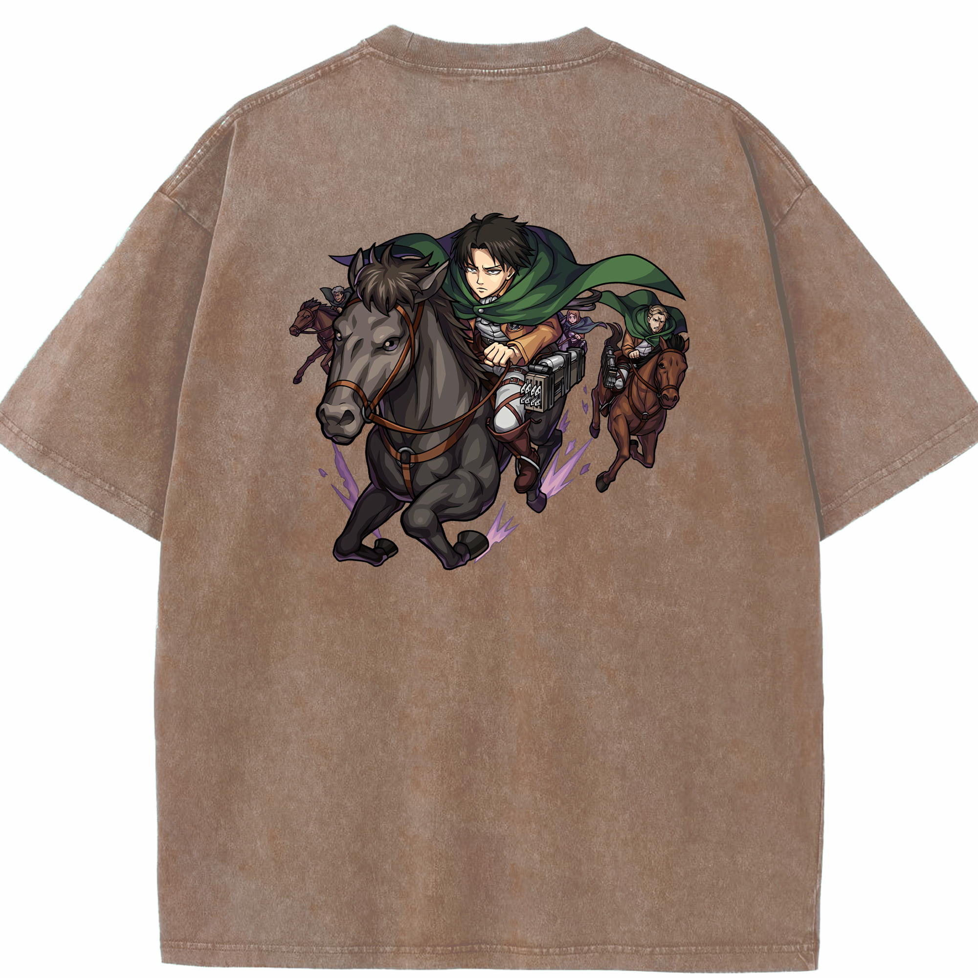 （画像用） 進撃の巨人 リヴァイ·アッカーマン Attack on Titan Levi Ackerman 綿100% ヴィンテージ風 半袖Tシャツ（背面プリント）