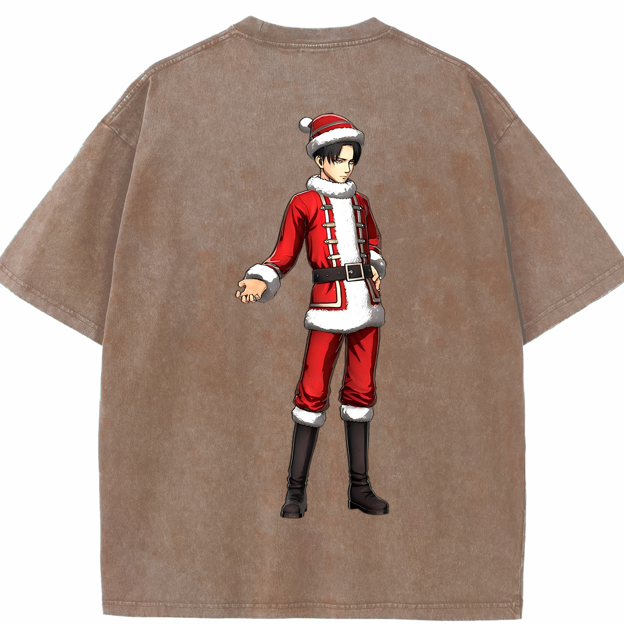 （画像用） 進撃の巨人 リヴァイ·アッカーマン Attack on Titan Levi Ackerman 綿100% ヴィンテージ風 半袖Tシャツ（背面プリント）