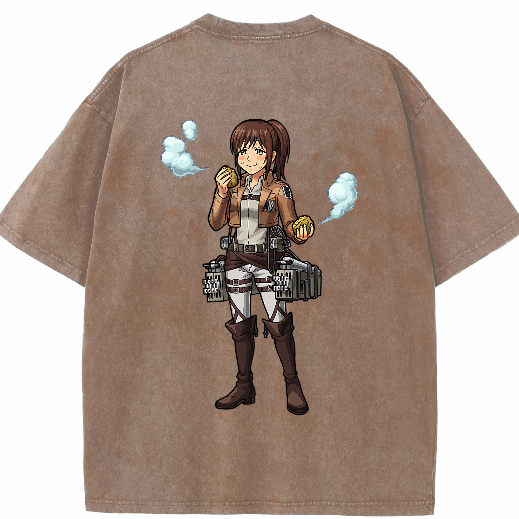 （画像用） 進撃の巨人 サシャ·ブラウス Attack on Titan Sasha Blaus 綿100% ヴィンテージ風 半袖Tシャツ（背面プリント）