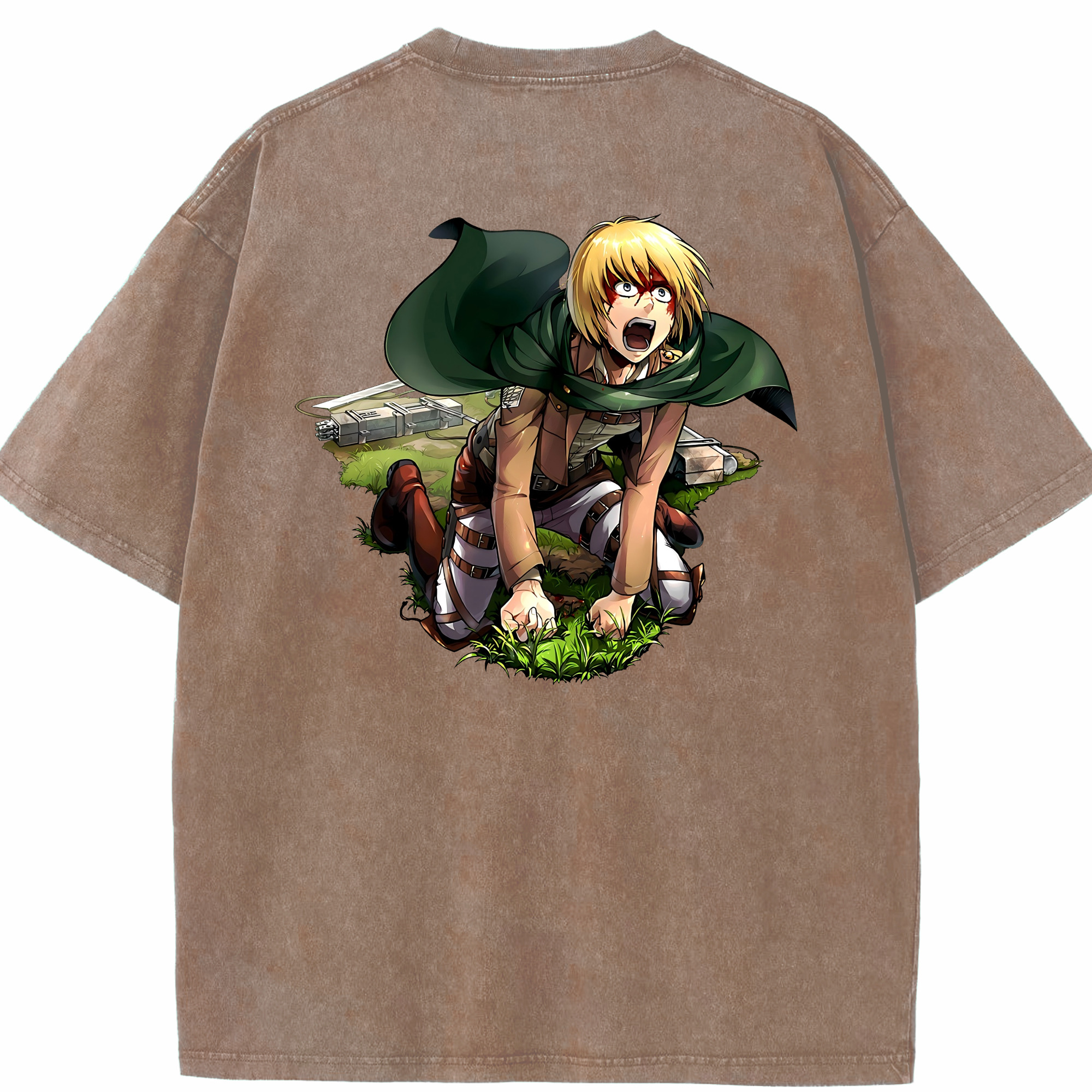 （画像用） 進撃の巨人 アルミン·アルレルト Attack on Titan Armin Arlert 綿100% ヴィンテージ風 半袖Tシャツ（背面プリント）
