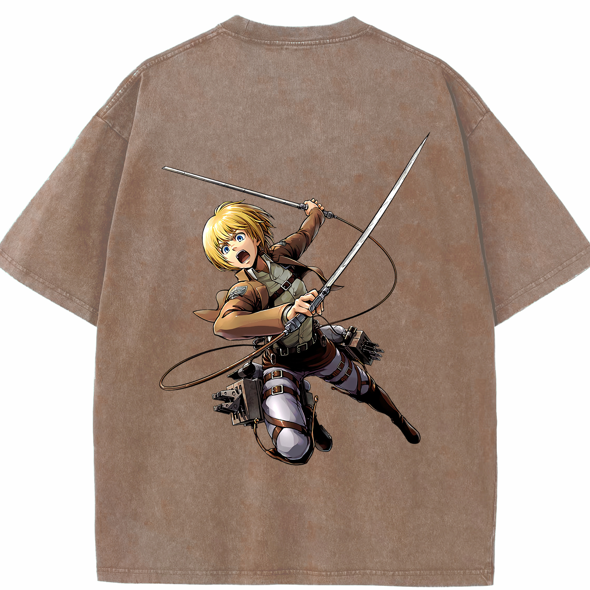（画像用） 進撃の巨人 アルミン·アルレルト Attack on Titan Armin Arlert 綿100% ヴィンテージ風 半袖Tシャツ（背面プリント）