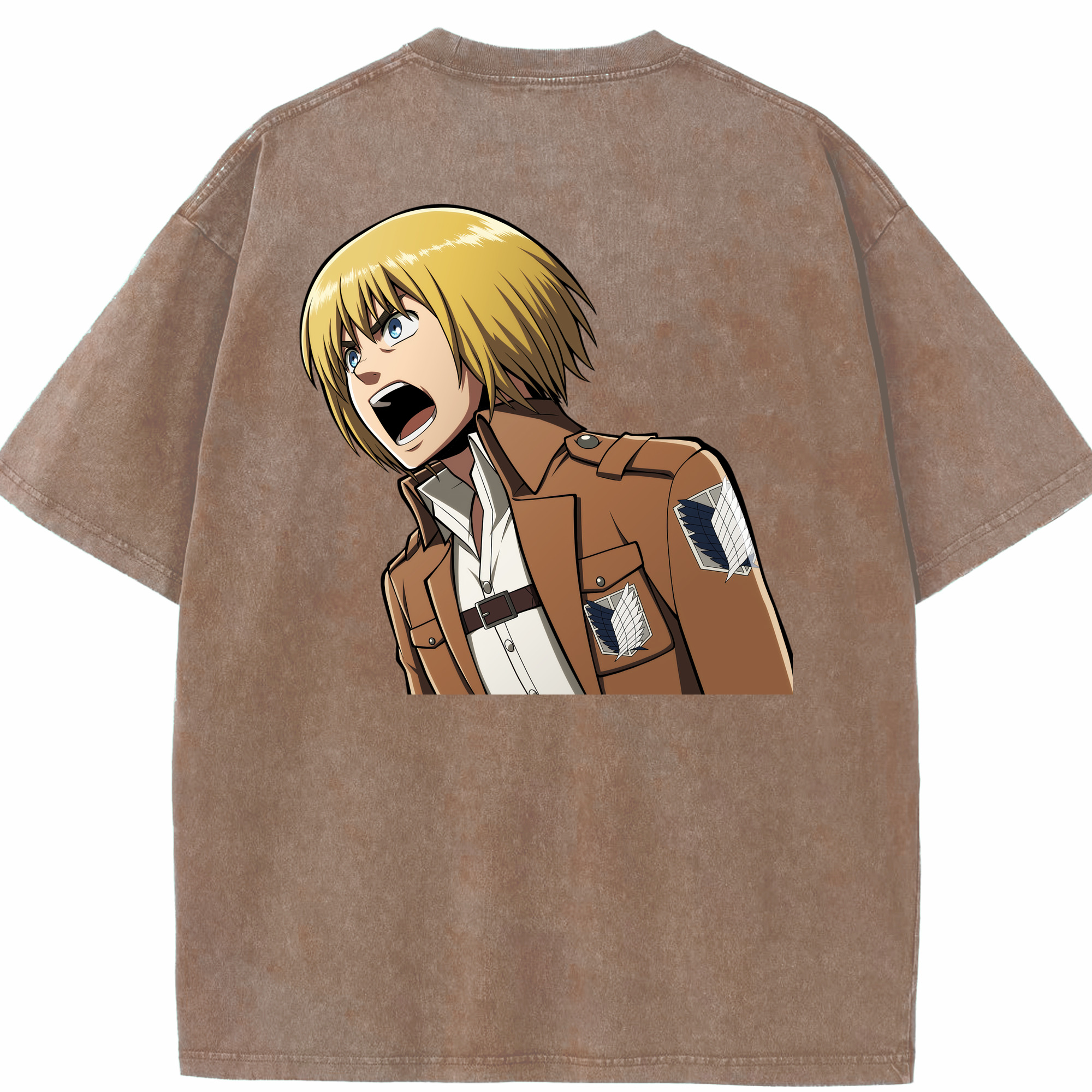 （画像用） 進撃の巨人 アルミン·アルレルト Attack on Titan Armin Arlert 綿100% ヴィンテージ風 半袖Tシャツ（背面プリント）
