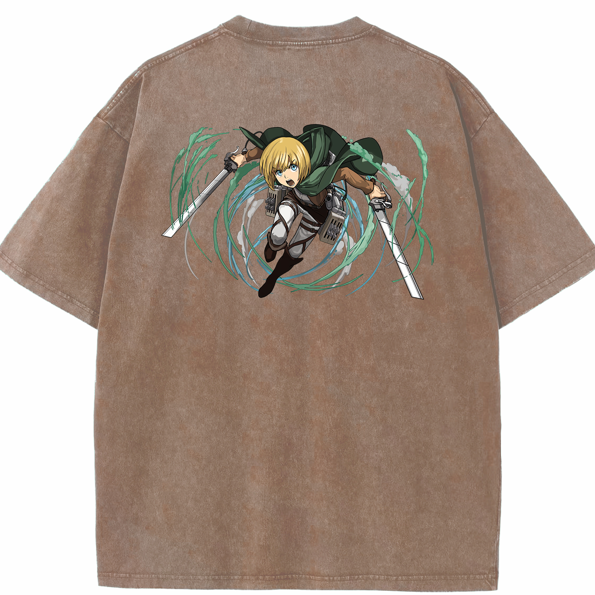 （画像用） 進撃の巨人 アルミン·アルレルト Attack on Titan Armin Arlert 綿100% ヴィンテージ風 半袖Tシャツ（背面プリント）