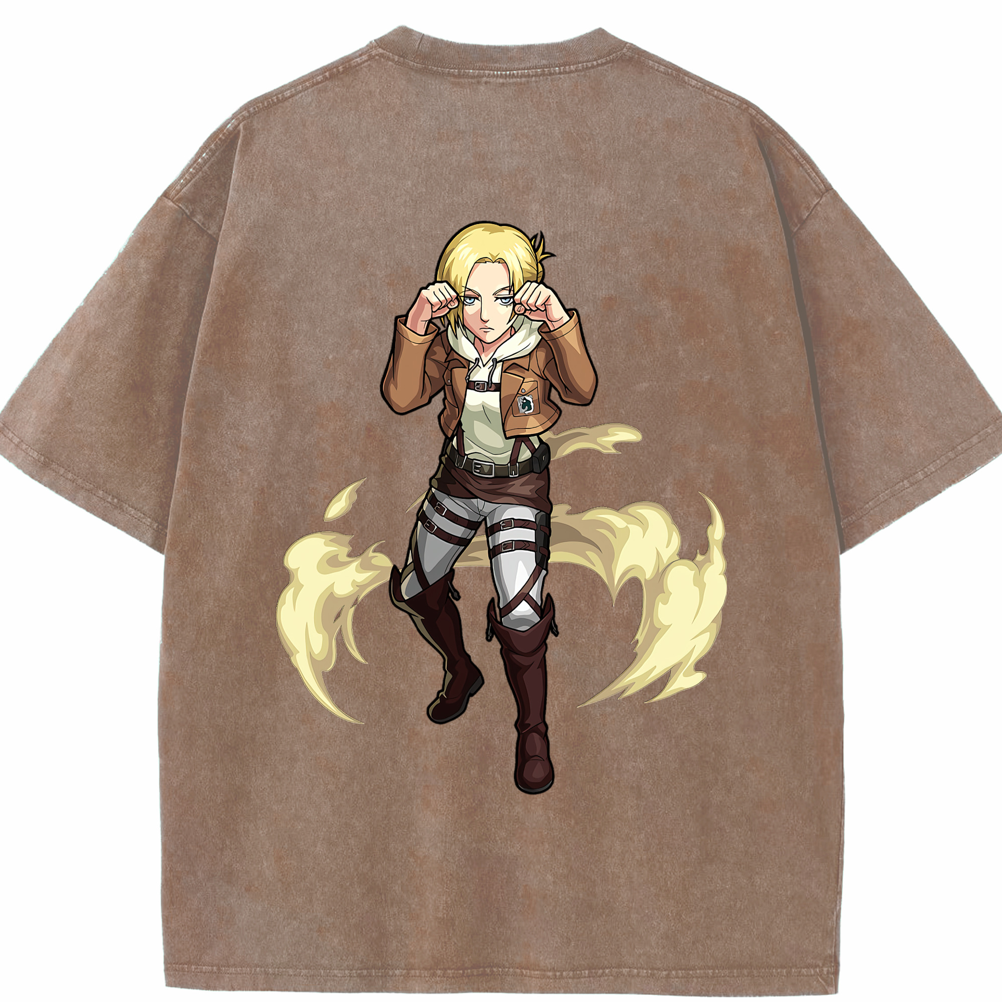 （画像用） 進撃の巨人 アニ・レオンハート Attack on Titan Annie Leonhart 綿100% ヴィンテージ風 半袖Tシャツ（背面プリント）