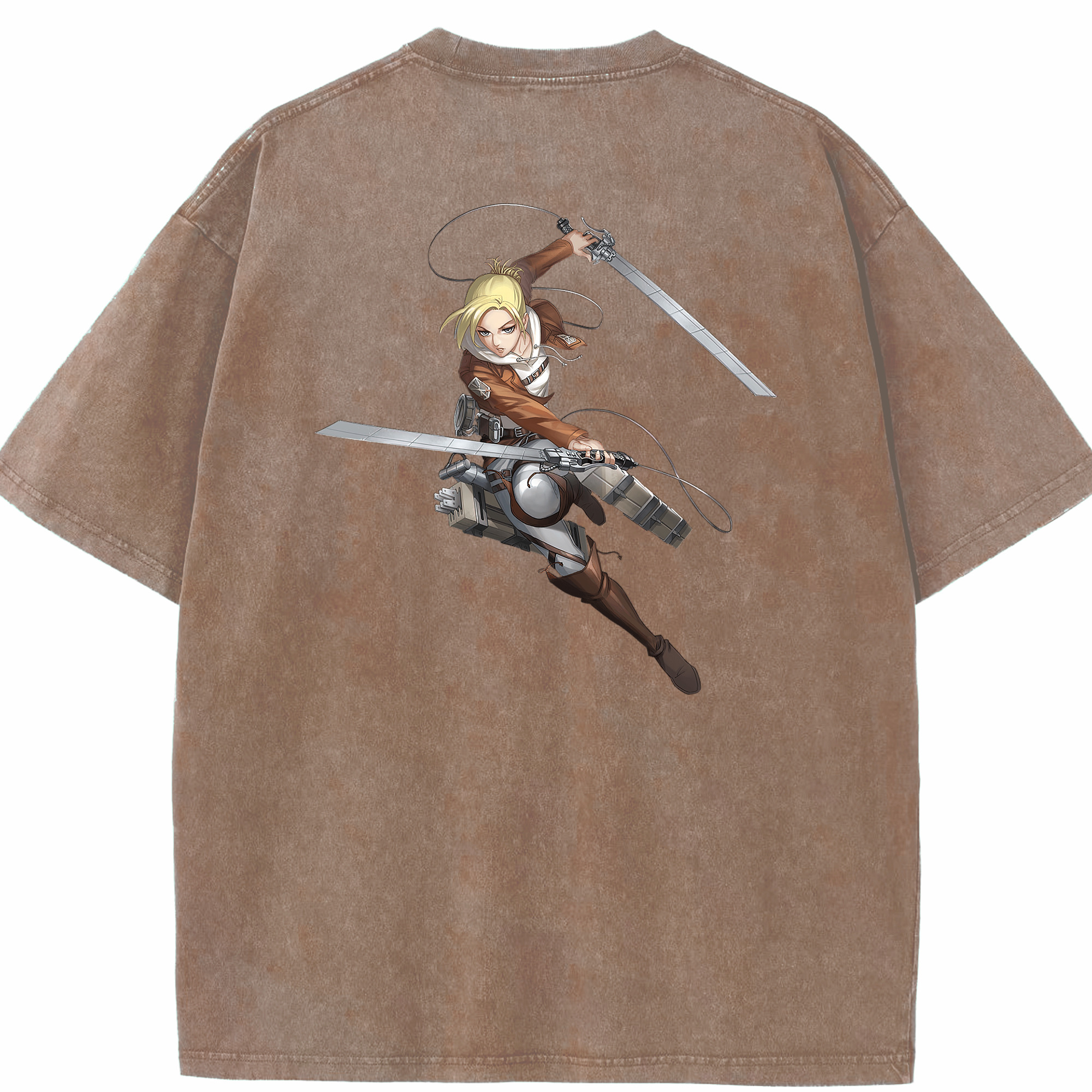 （画像用） 進撃の巨人 アニ・レオンハート Attack on Titan Annie Leonhart 綿100% ヴィンテージ風 半袖Tシャツ（背面プリント）