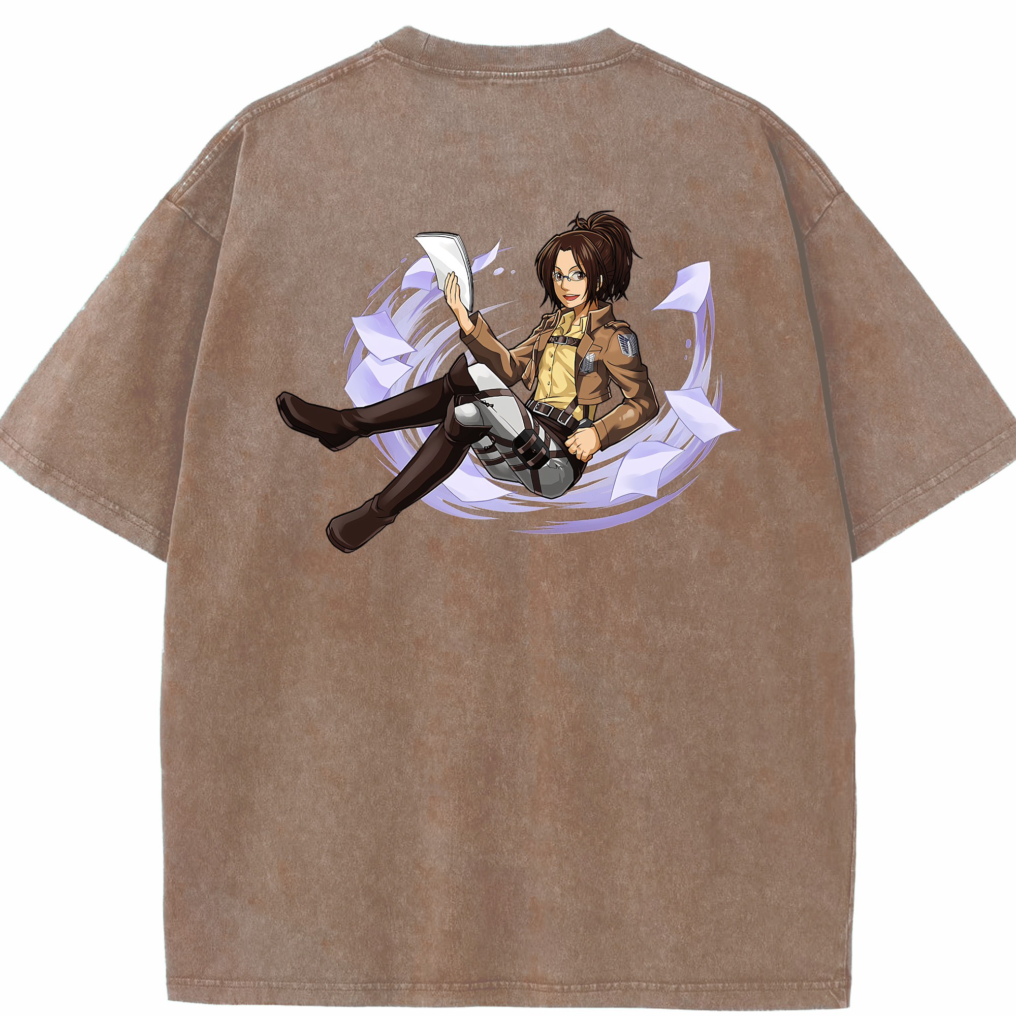 （画像用） 進撃の巨人 ハンジ·ゾエ Attack on Titan Hanji Zoe 綿100% ヴィンテージ風 半袖Tシャツ（背面プリント）