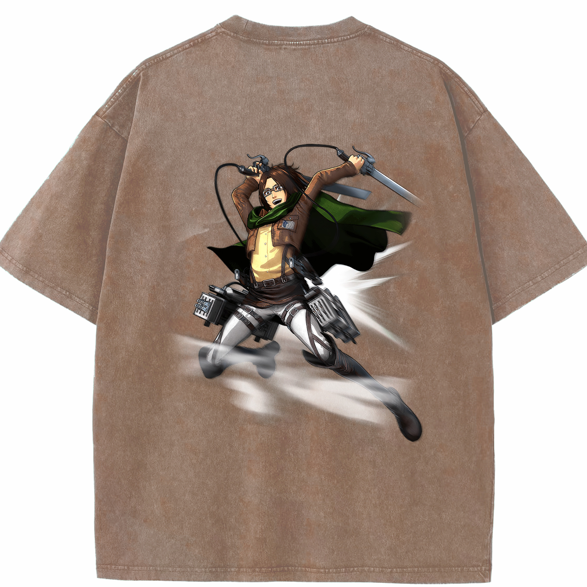 （画像用） 進撃の巨人 ハンジ·ゾエ Attack on Titan Hanji Zoe 綿100% ヴィンテージ風 半袖Tシャツ（背面プリント）