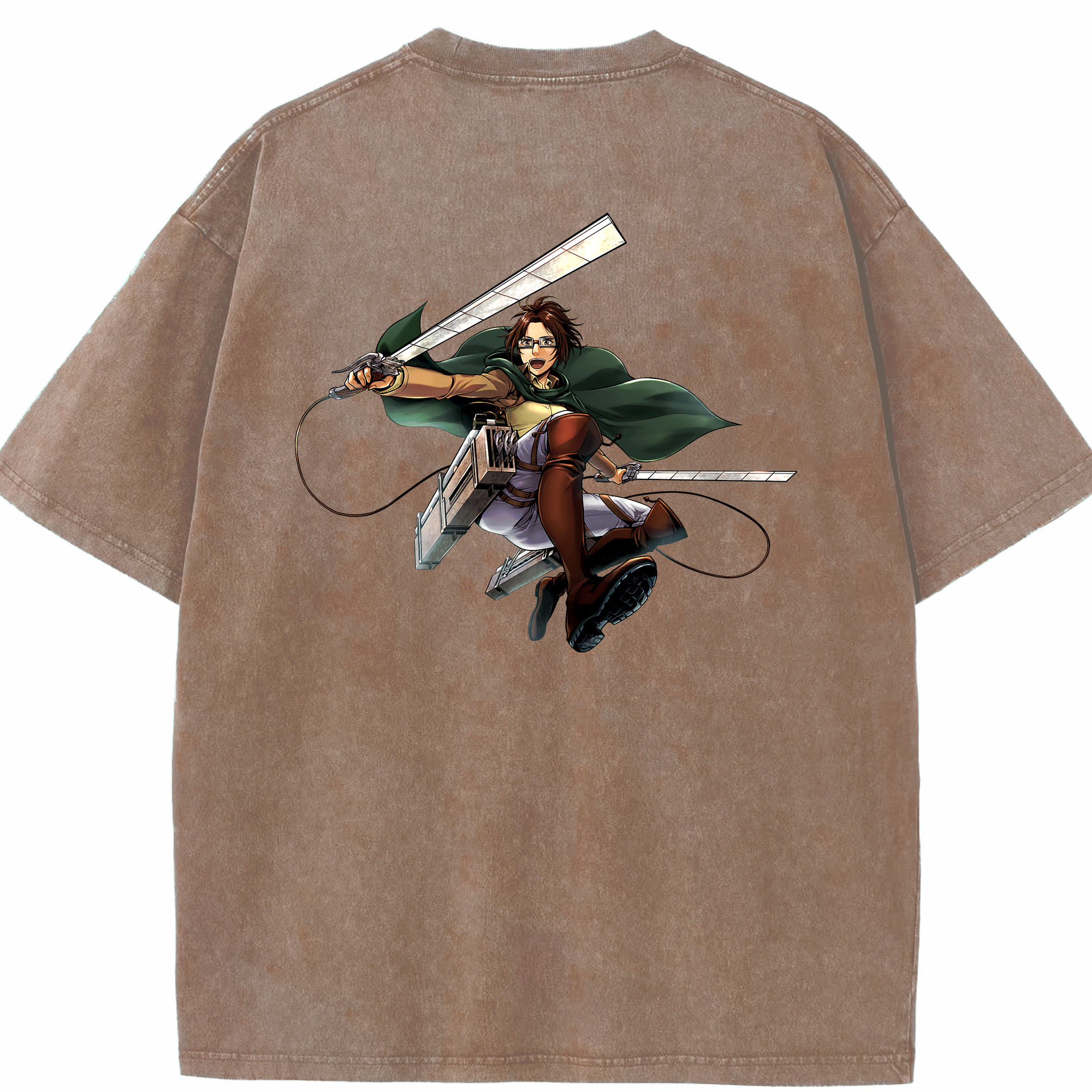 （画像用） 進撃の巨人 ハンジ·ゾエ Attack on Titan Hanji Zoe 綿100% ヴィンテージ風 半袖Tシャツ（背面プリント）