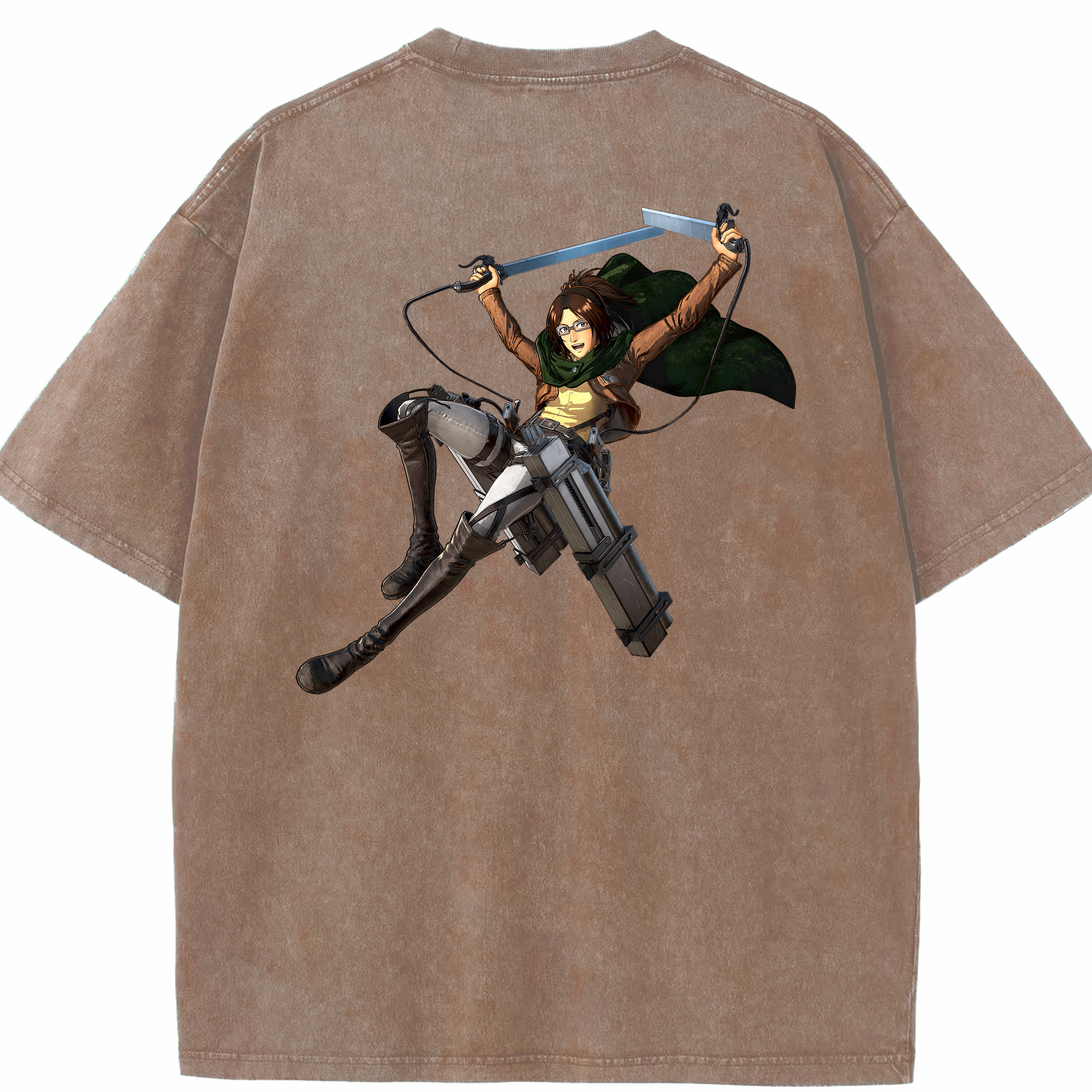 （画像用） 進撃の巨人 ハンジ·ゾエ Attack on Titan Hanji Zoe 綿100% ヴィンテージ風 半袖Tシャツ（背面プリント）