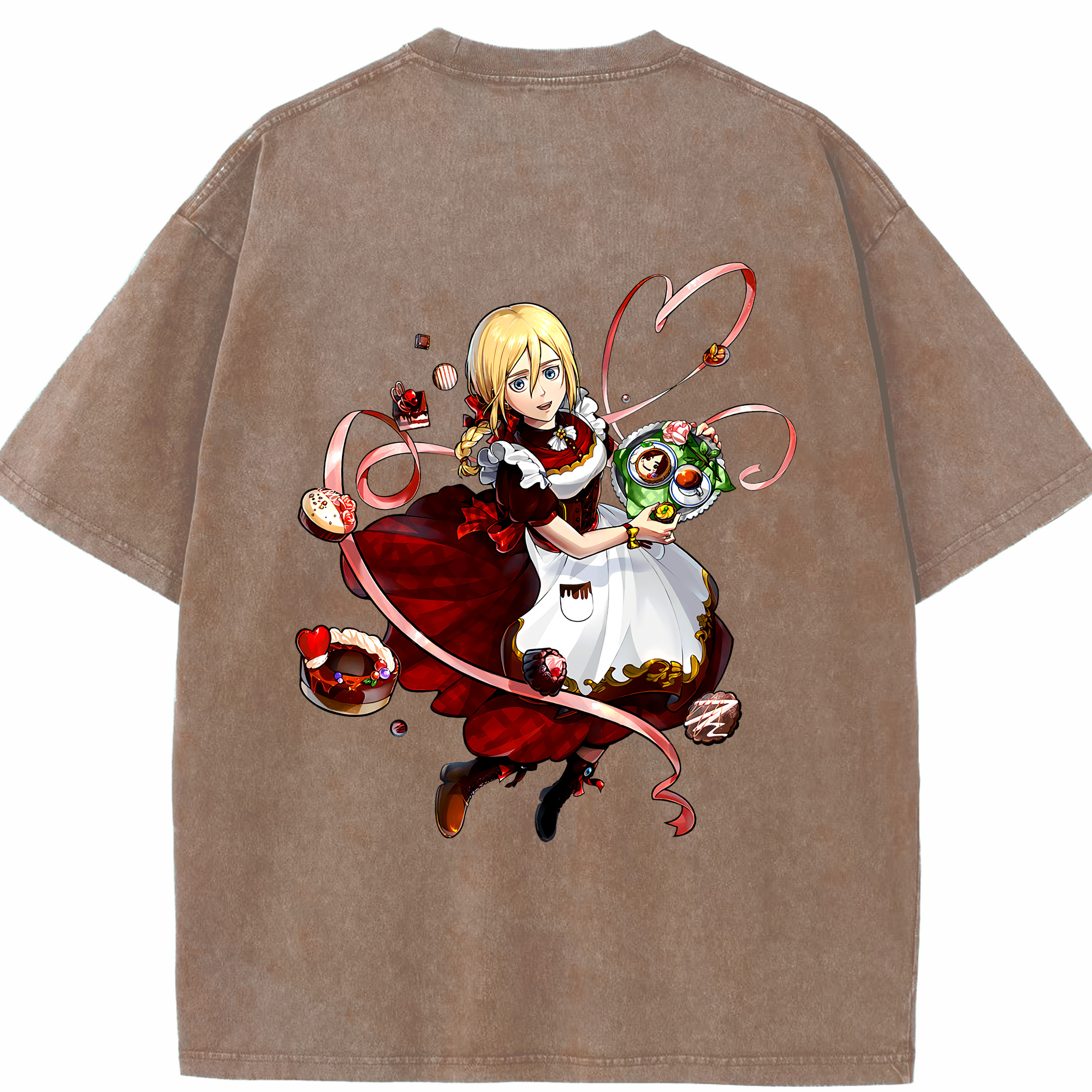 （画像用） 進撃の巨人 クリスタ·レンズ Attack on Titan Christa Lenz 綿100% ヴィンテージ風 半袖Tシャツ（背面プリント）
