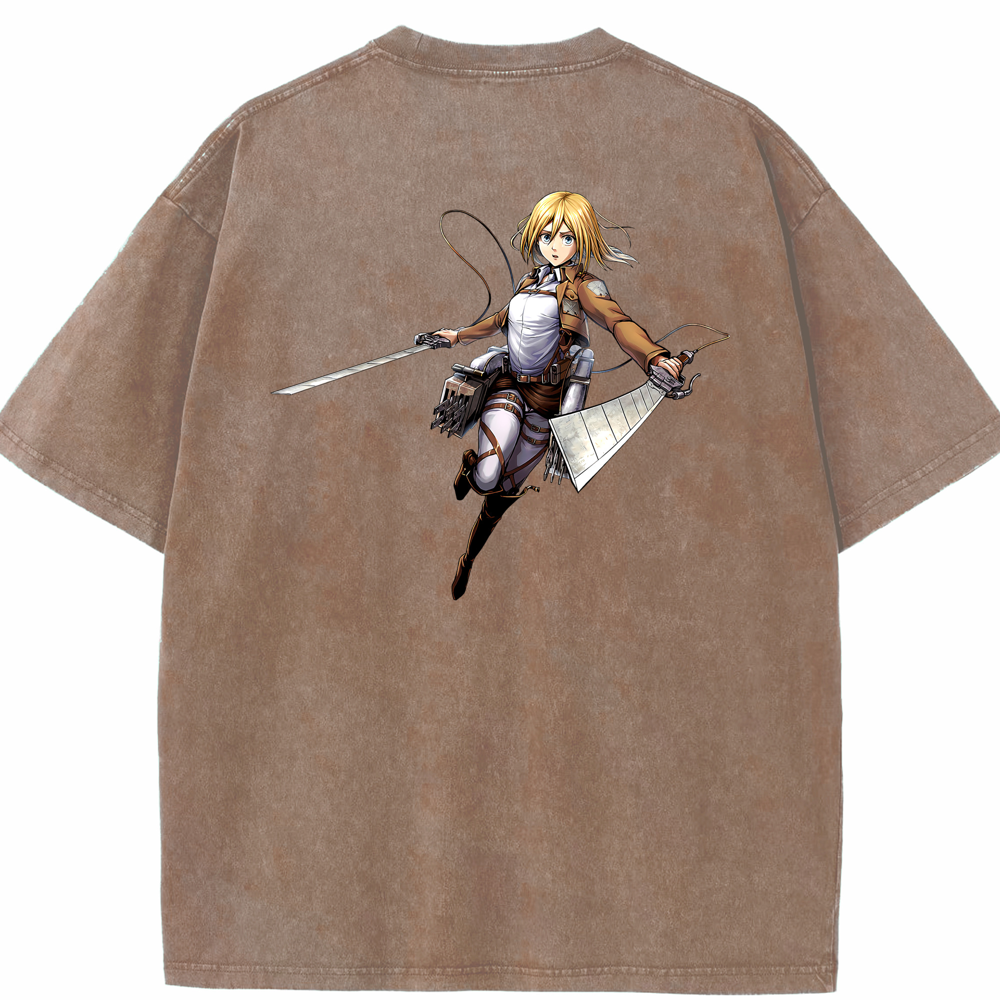 （画像用） 進撃の巨人 クリスタ·レンズ Attack on Titan Christa Lenz 綿100% ヴィンテージ風 半袖Tシャツ（背面プリント）