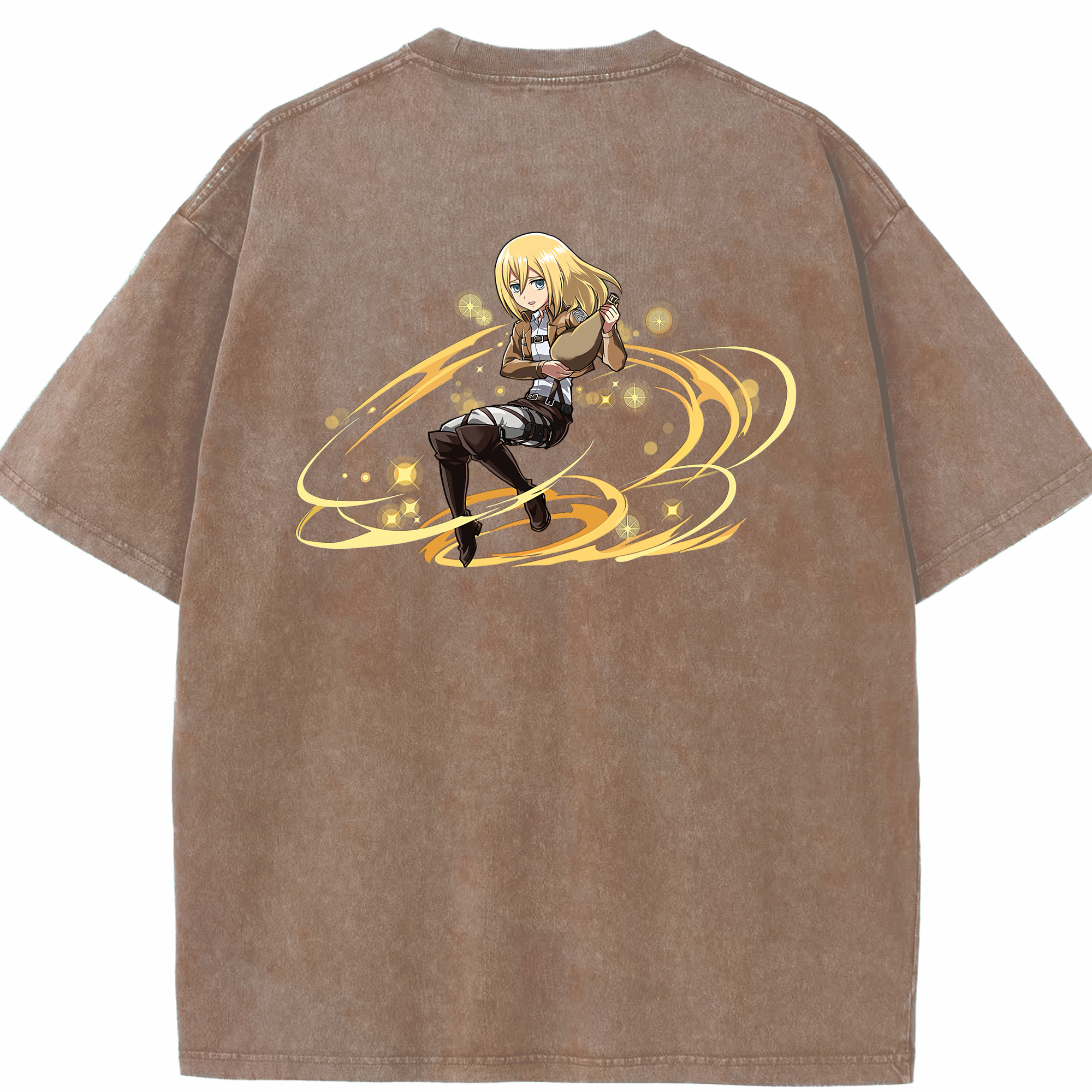 （画像用） 進撃の巨人 クリスタ·レンズ Attack on Titan Christa Lenz 綿100% ヴィンテージ風 半袖Tシャツ（背面プリント）