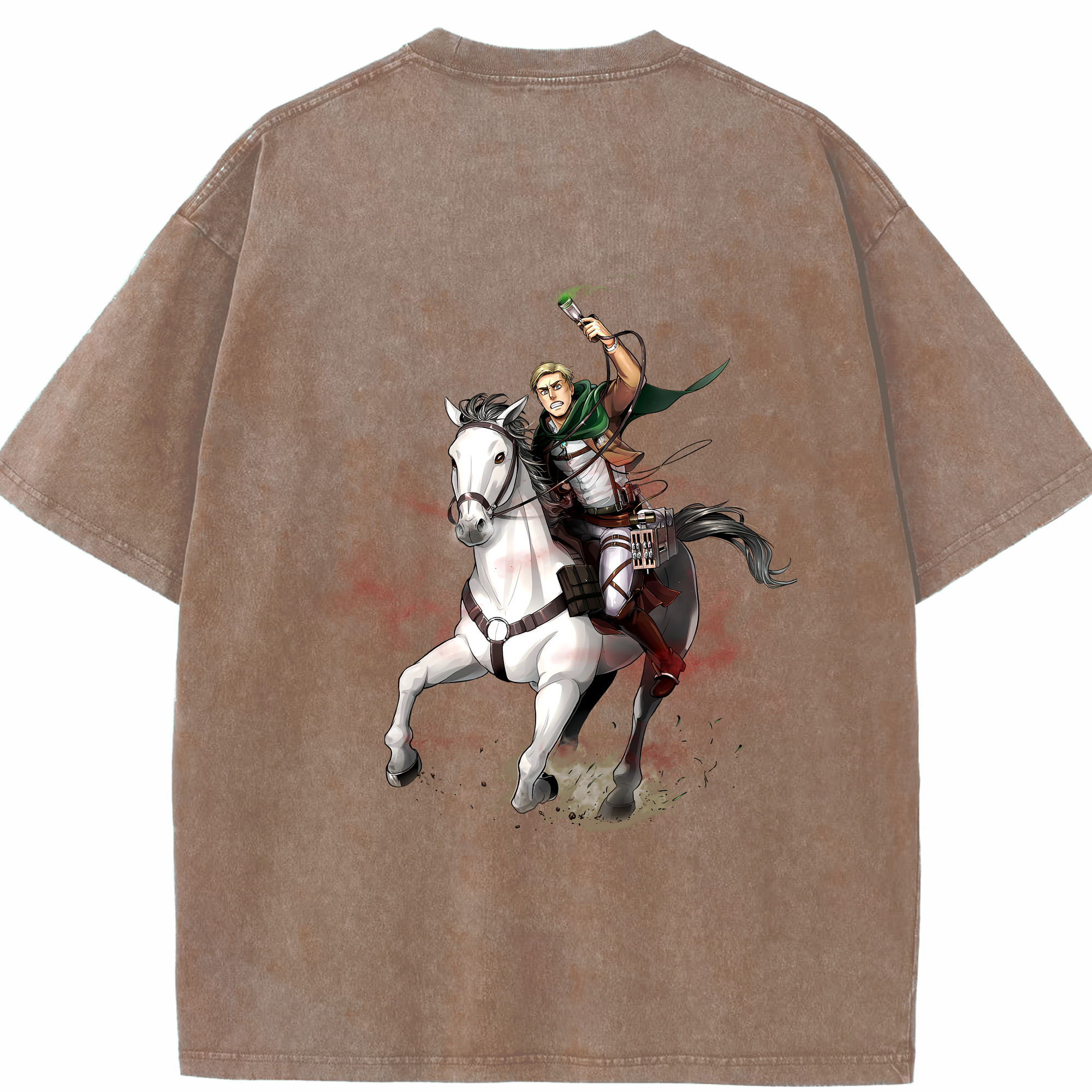 （画像用） 進撃の巨人 エルヴィン・スミス Attack on Titan Erwin Smith 綿100% ヴィンテージ風 半袖Tシャツ（背面プリント）