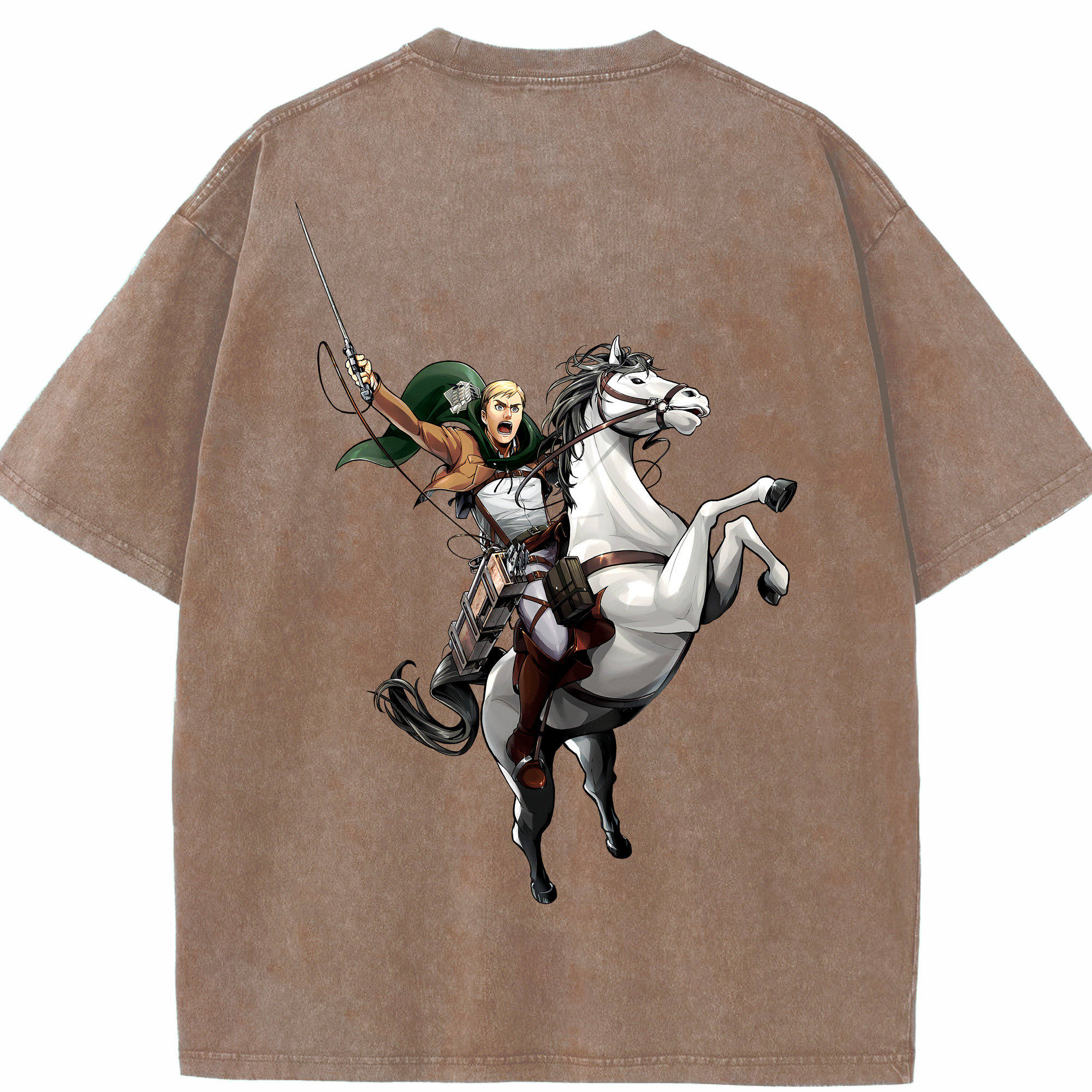 （画像用） 進撃の巨人 エルヴィン・スミス Attack on Titan Erwin Smith 綿100% ヴィンテージ風 半袖Tシャツ（背面プリント）