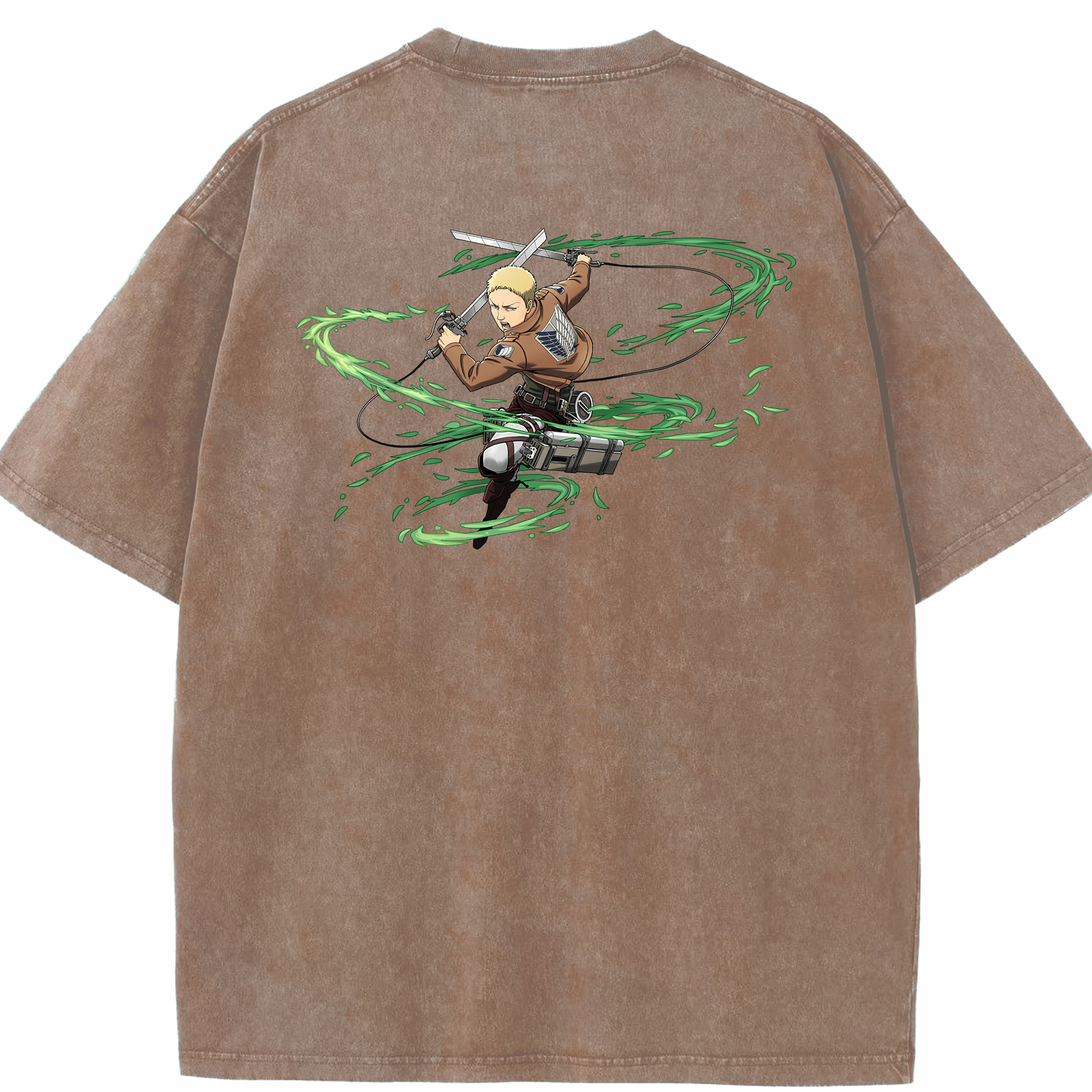 （画像用） 進撃の巨人 ライナー・ブラウン Attack on Titan Reiner Braun 綿100% ヴィンテージ風 半袖Tシャツ（背面プリント）