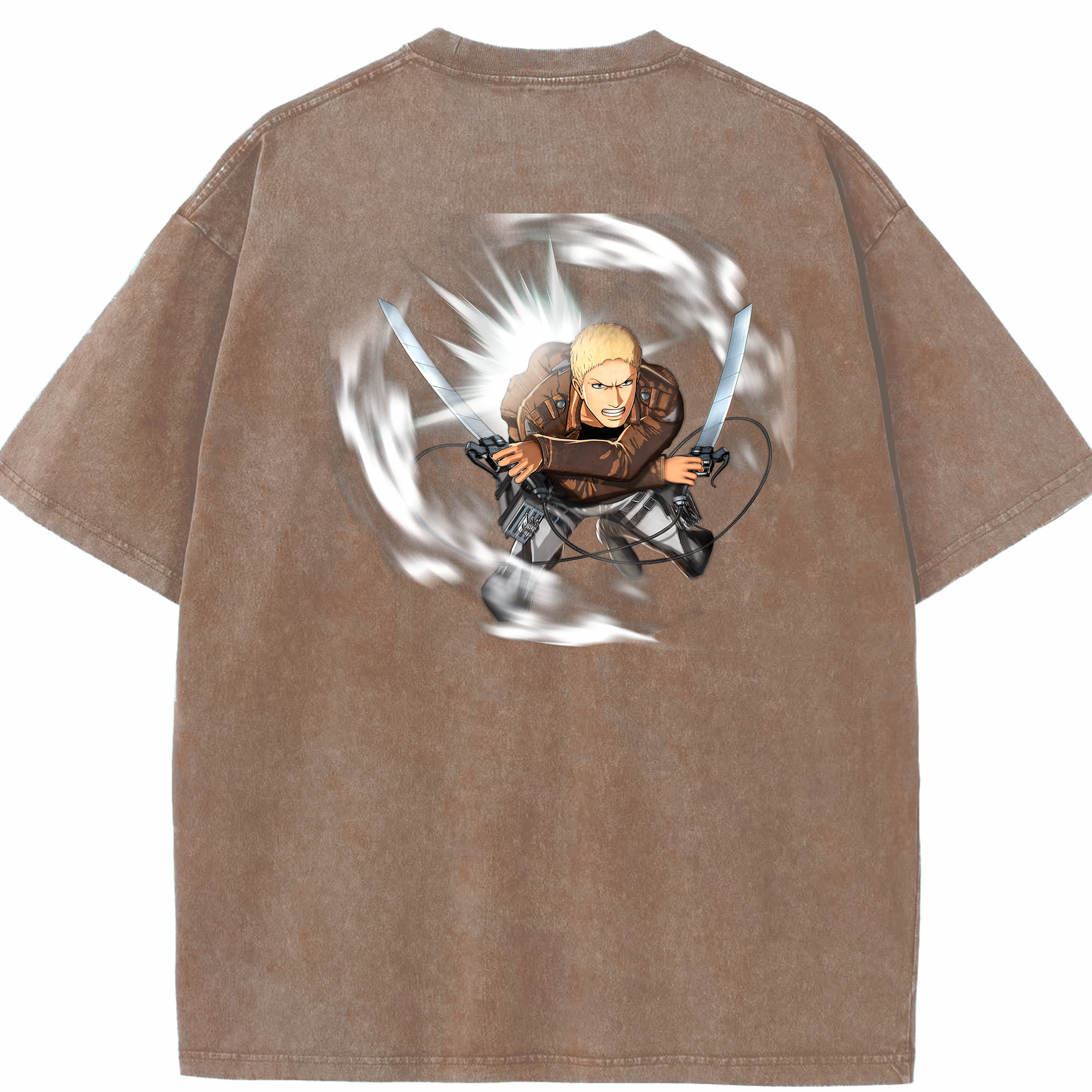 （画像用） 進撃の巨人 ライナー・ブラウン Attack on Titan Reiner Braun 綿100% ヴィンテージ風 半袖Tシャツ（背面プリント）