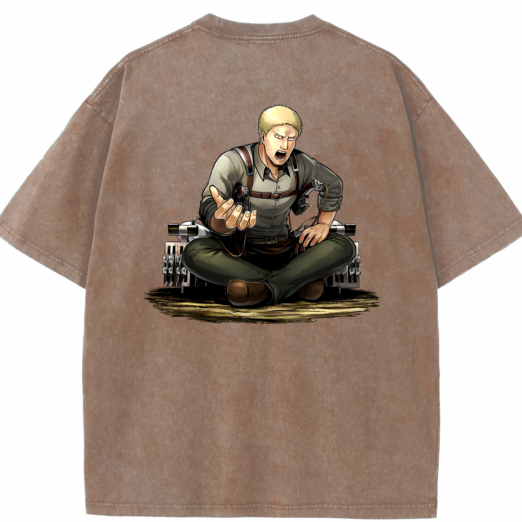 （画像用） 進撃の巨人 ライナー・ブラウン Attack on Titan Reiner Braun 綿100% ヴィンテージ風 半袖Tシャツ（背面プリント）