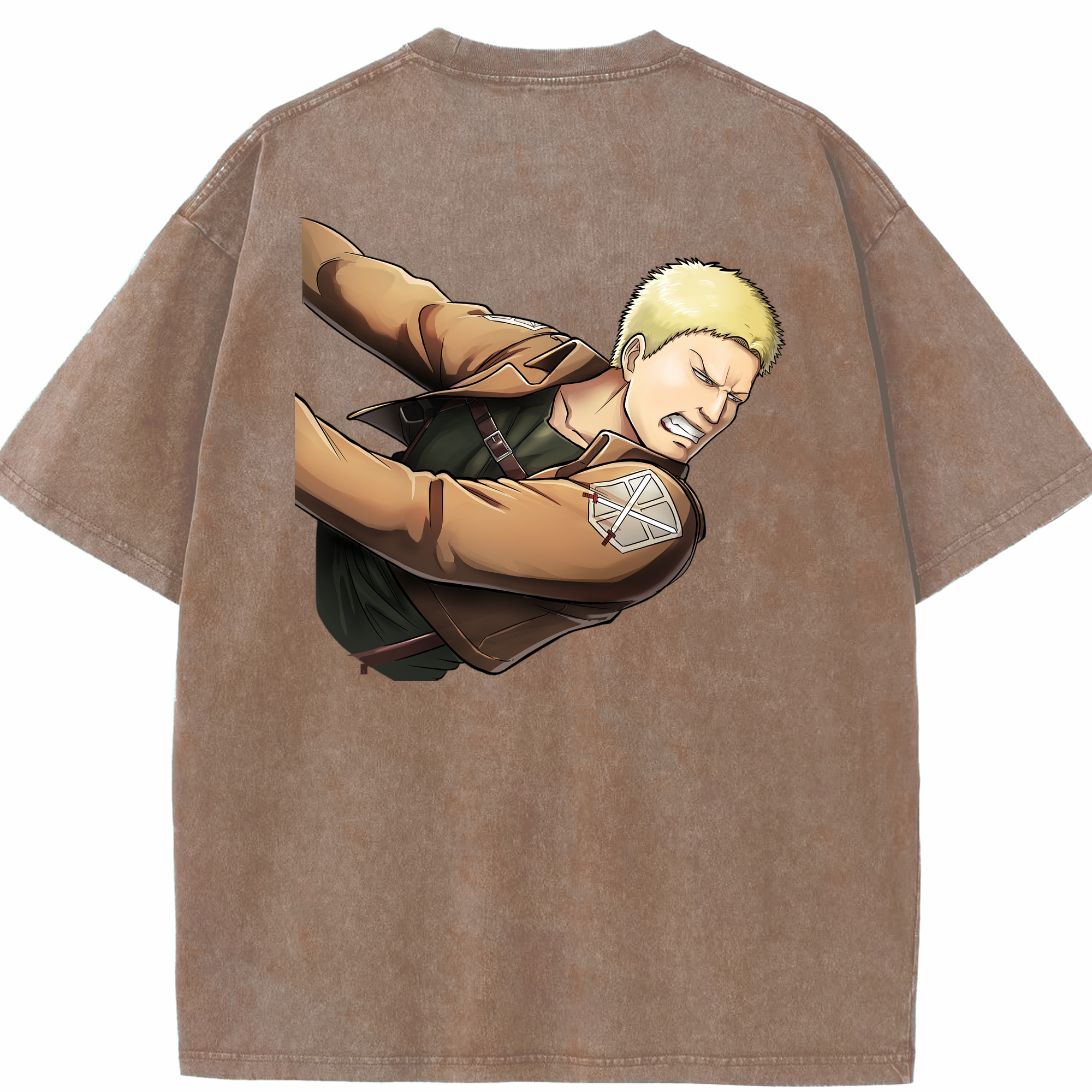 （画像用） 進撃の巨人 ライナー・ブラウン Attack on Titan Reiner Braun 綿100% ヴィンテージ風 半袖Tシャツ（背面プリント）