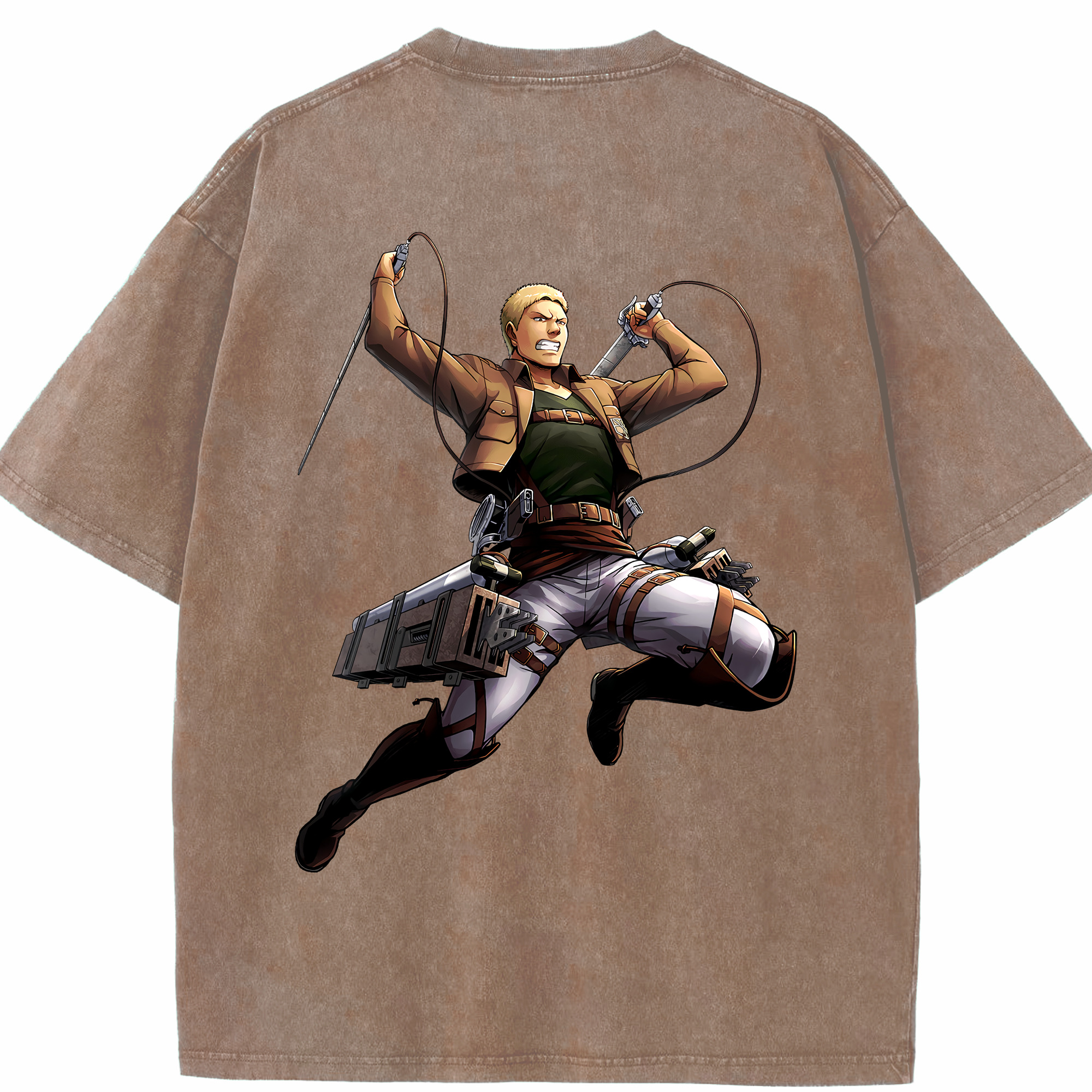 （画像用） 進撃の巨人 ライナー・ブラウン Attack on Titan Reiner Braun 綿100% ヴィンテージ風 半袖Tシャツ（背面プリント）