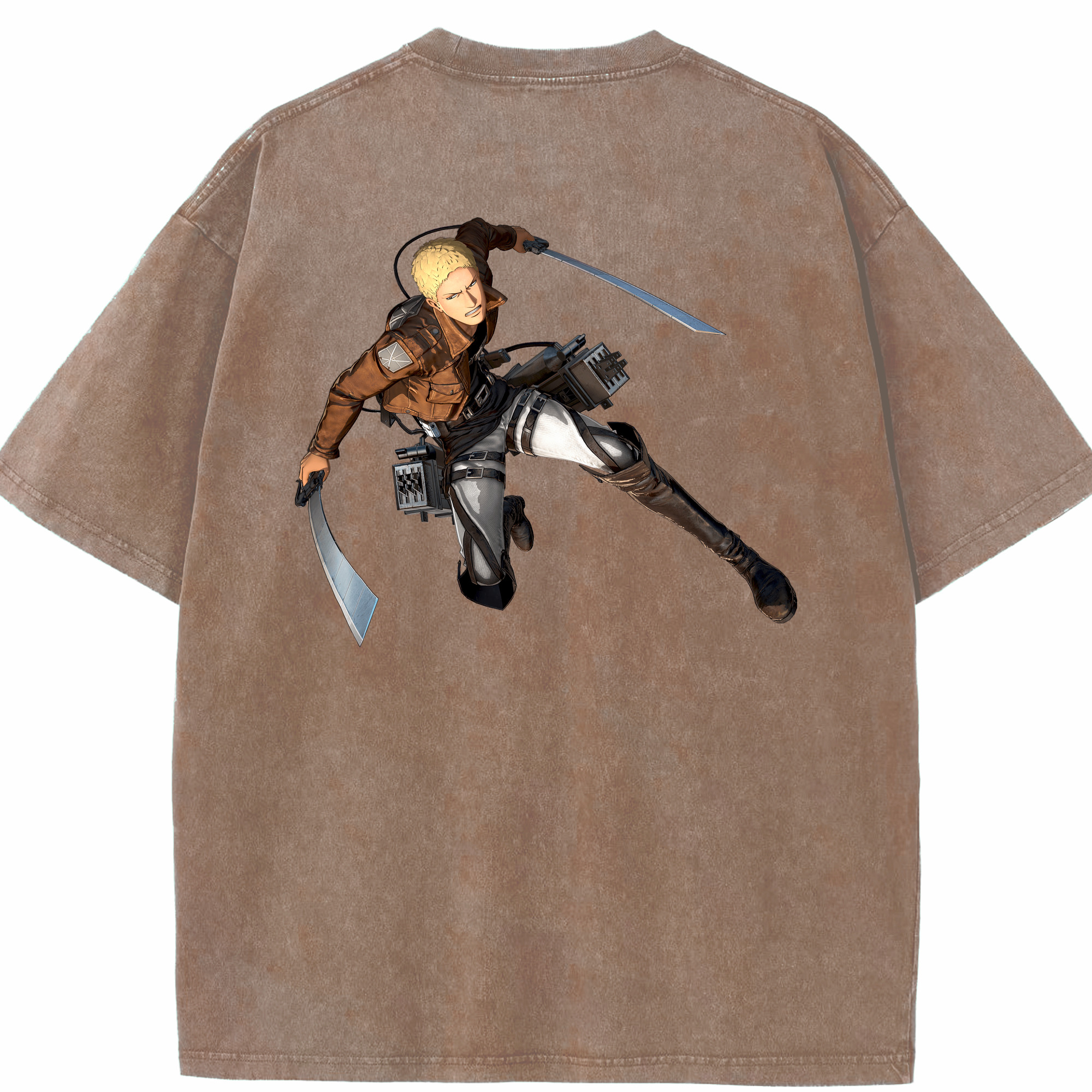 （画像用） 進撃の巨人 ライナー・ブラウン Attack on Titan Reiner Braun 綿100% ヴィンテージ風 半袖Tシャツ（背面プリント）