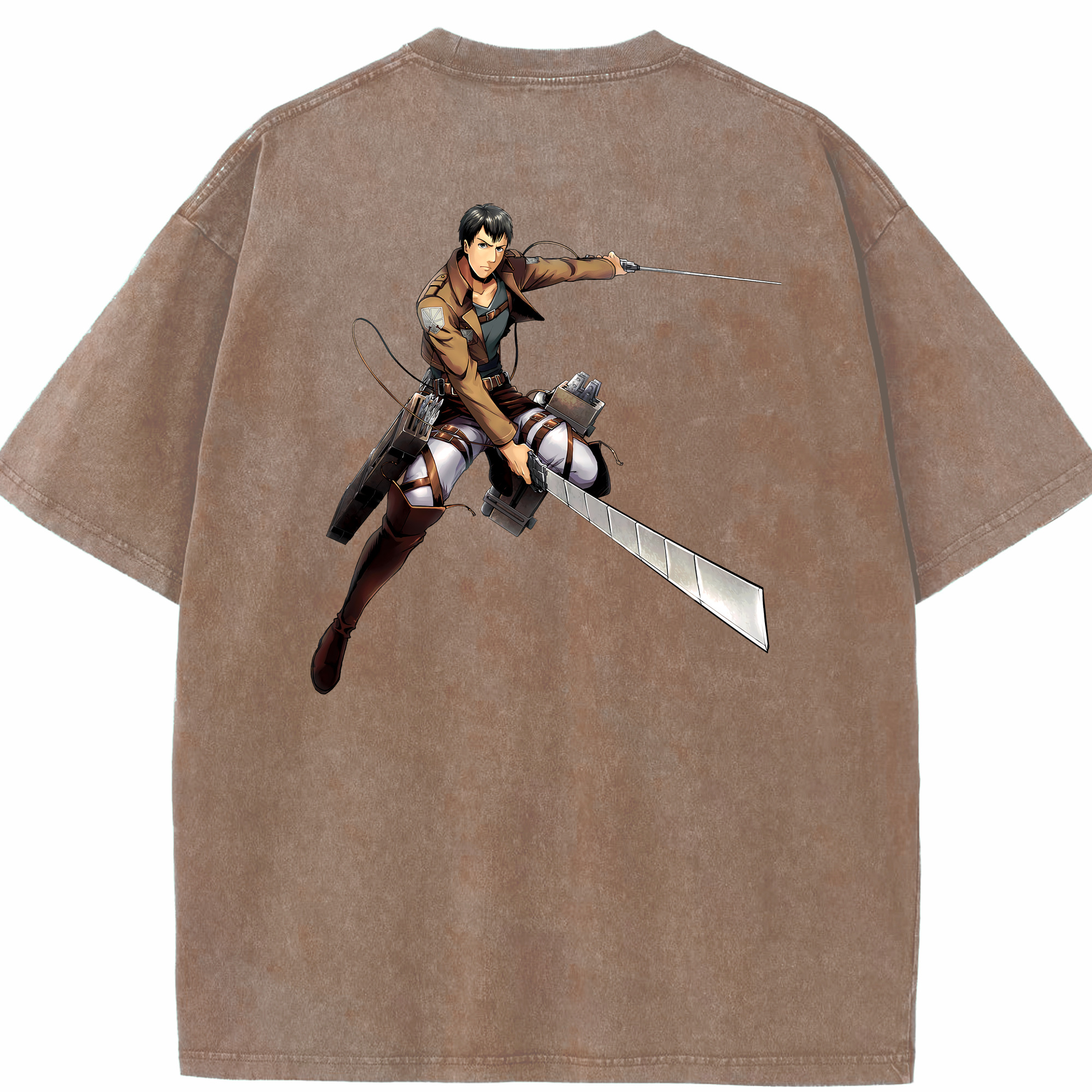 （画像用） 進撃の巨人 ベルトルト・フーバー Attack on Titan Bertholdt Hoover 綿100% ヴィンテージ風 半袖Tシャツ（背面プリント）