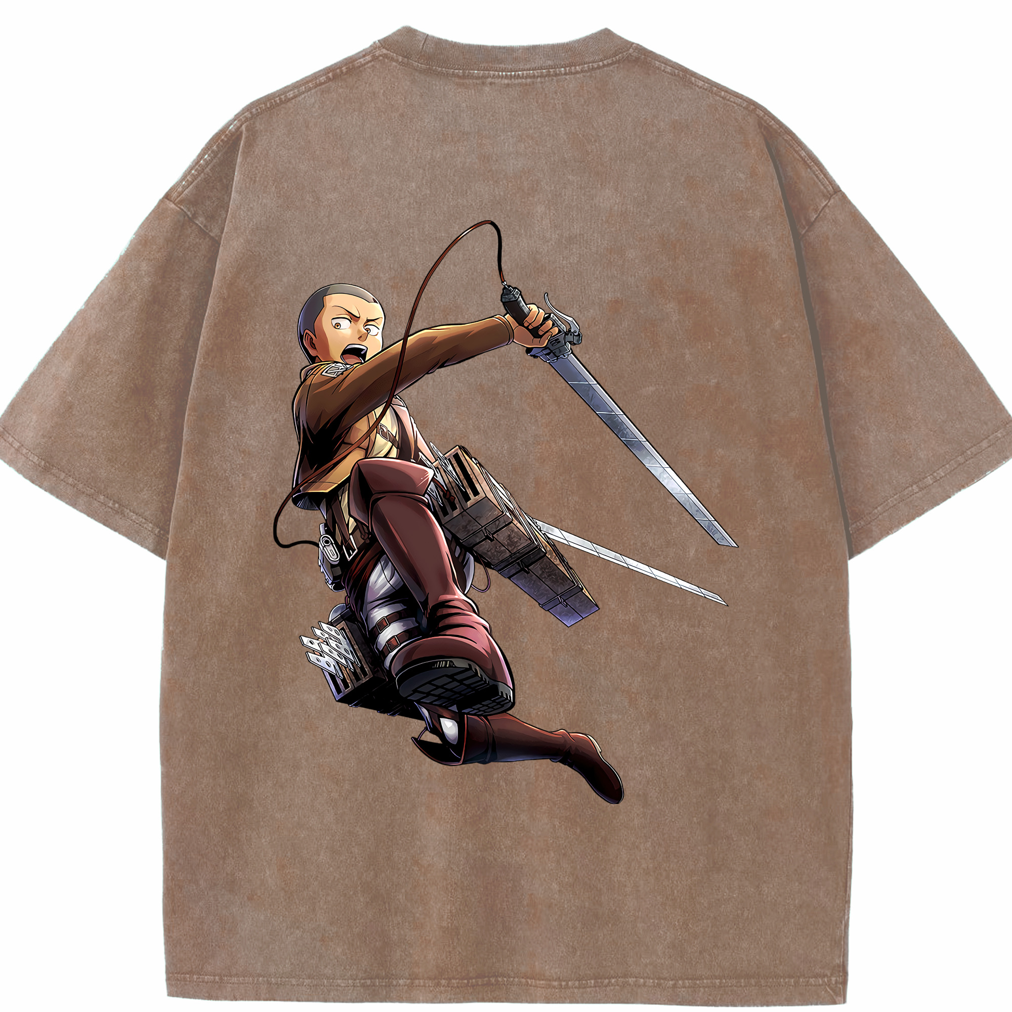 （画像用） 進撃の巨人 コニー·スプリンガー Attack on Titan Connie Springer 綿100% ヴィンテージ風 半袖Tシャツ（背面プリント）