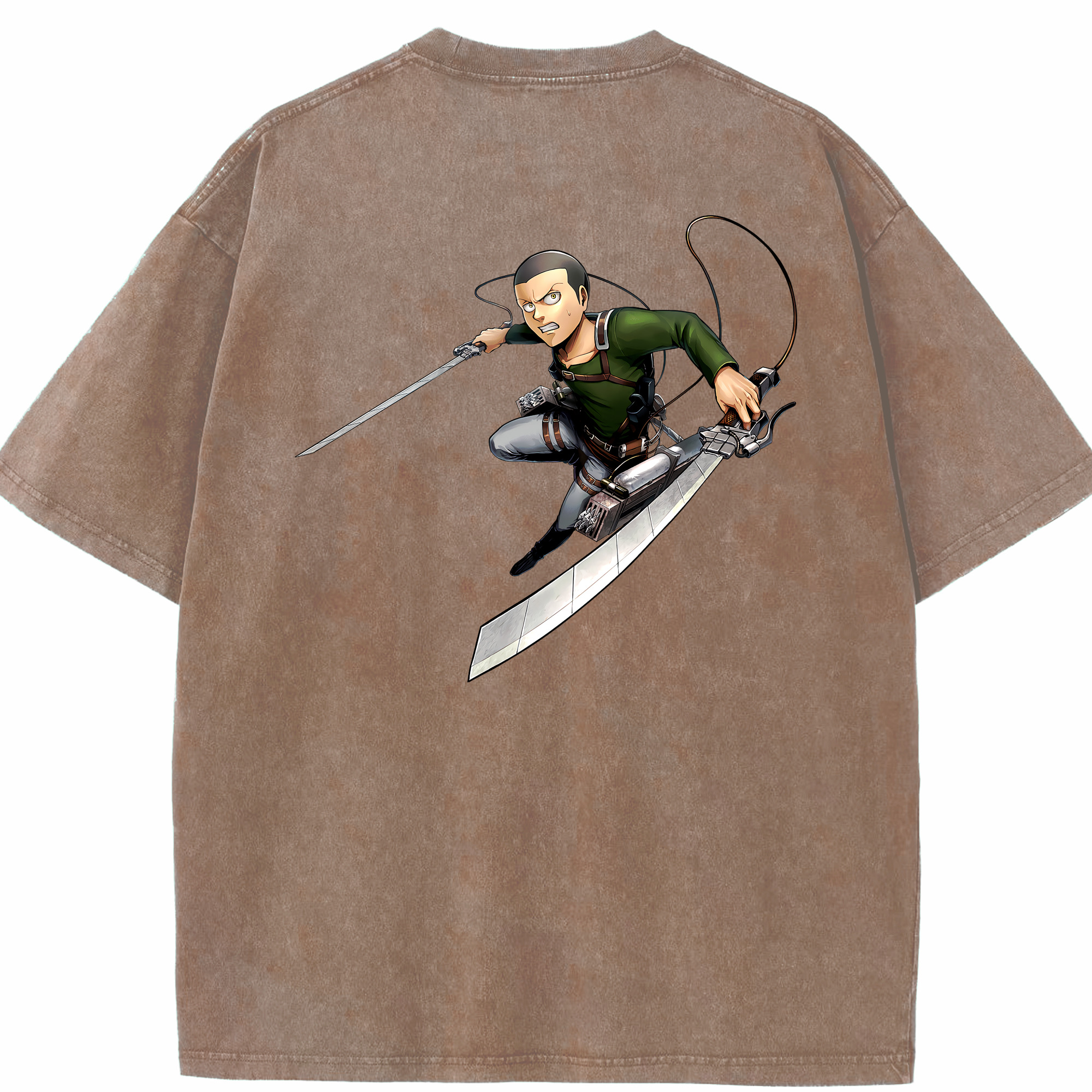 （画像用） 進撃の巨人 コニー·スプリンガー Attack on Titan Connie Springer 綿100% ヴィンテージ風 半袖Tシャツ（背面プリント）