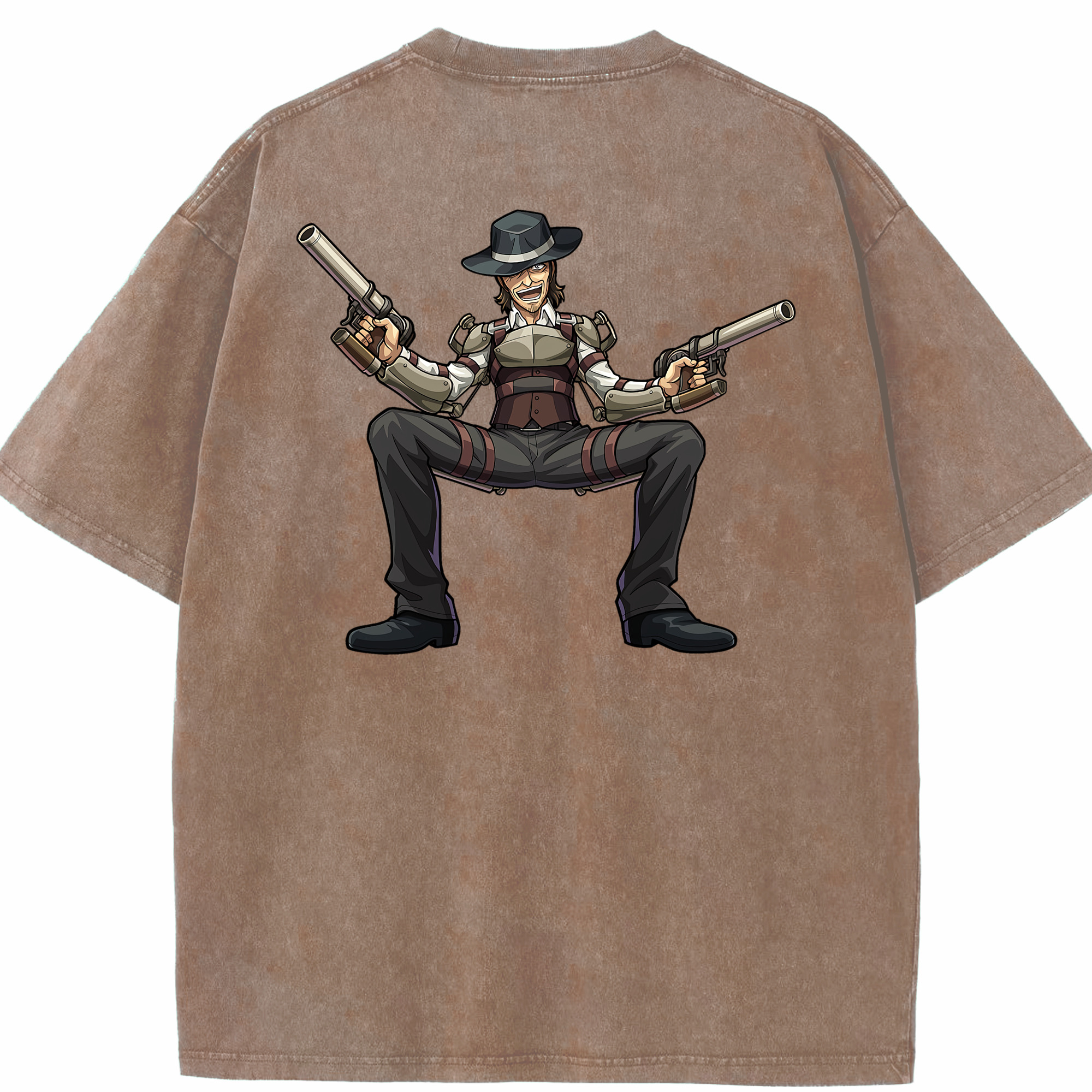（画像用） 進撃の巨人 ケニー·アッカーマン Attack on Titan Kenny Ackerman 綿100% ヴィンテージ風 半袖Tシャツ（背面プリント）