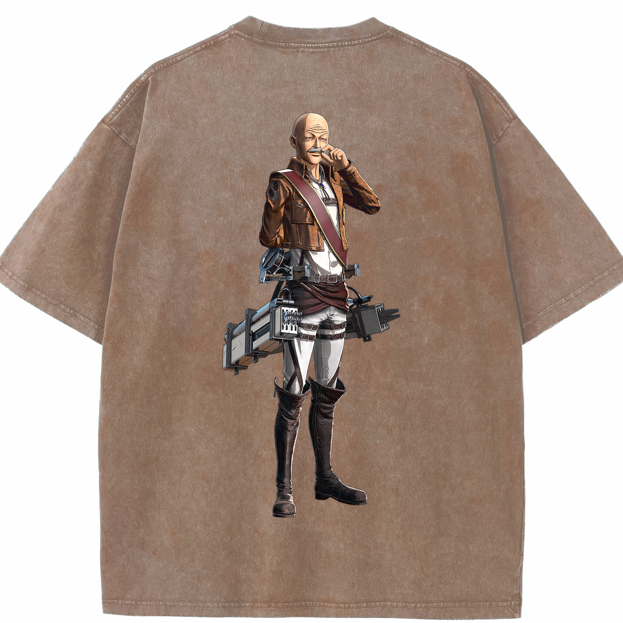 （画像用） 進撃の巨人 ドット·ピクシス Attack on Titan Dot Pixis 綿100% ヴィンテージ風 半袖Tシャツ（背面プリント）
