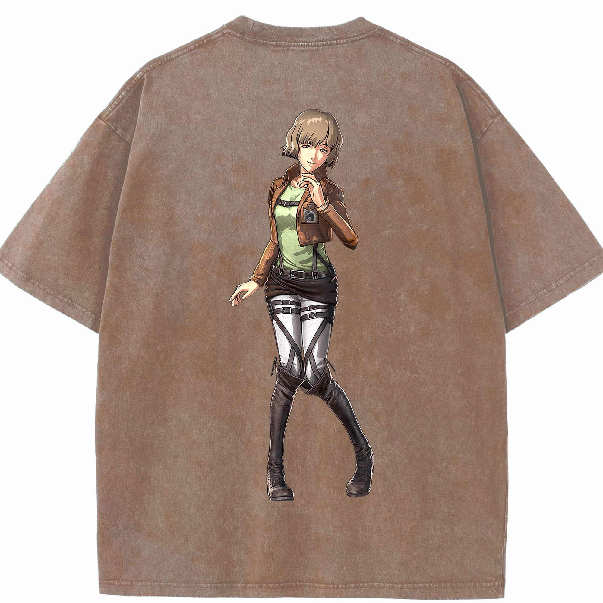 （画像用） 進撃の巨人 ヒツチ Attack on Titan Hitch 綿100% ヴィンテージ風 半袖Tシャツ（背面プリント）
