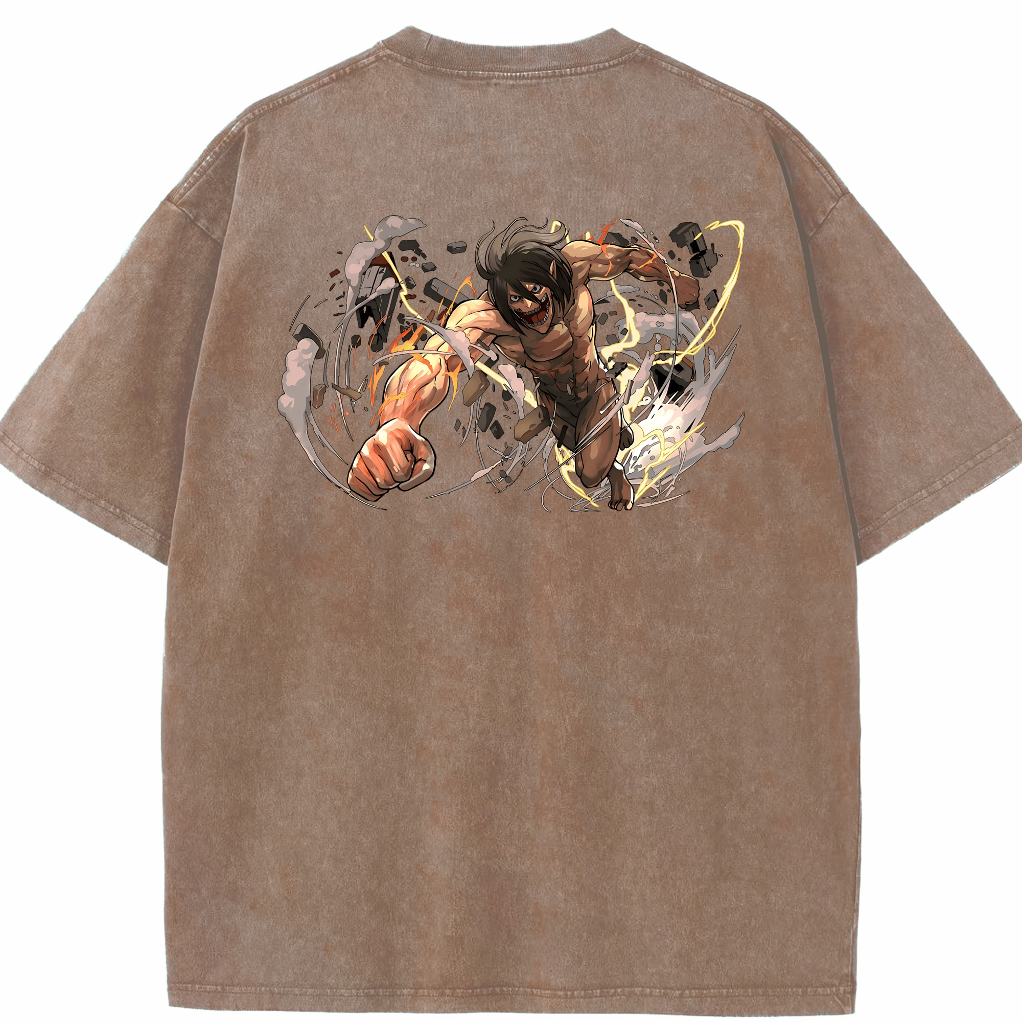 （画像用） 進撃の巨人 Attack on Titan 綿100% ヴィンテージ風 半袖Tシャツ（背面プリント）