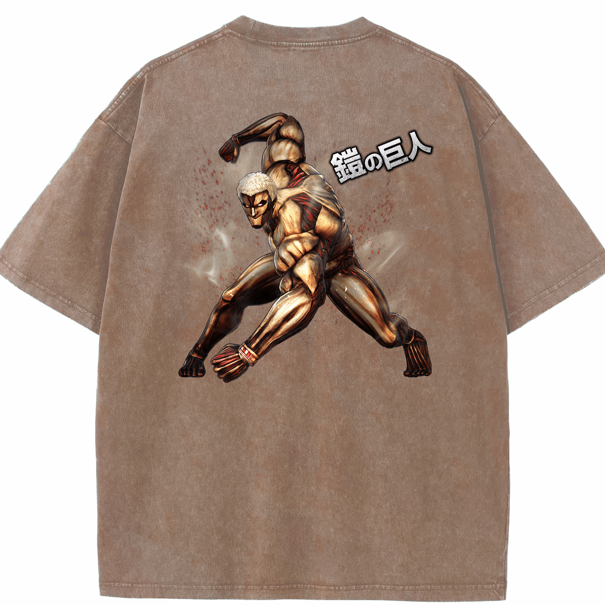 （画像用） 進撃の巨人 Attack on Titan 綿100% ヴィンテージ風 半袖Tシャツ（背面プリント）