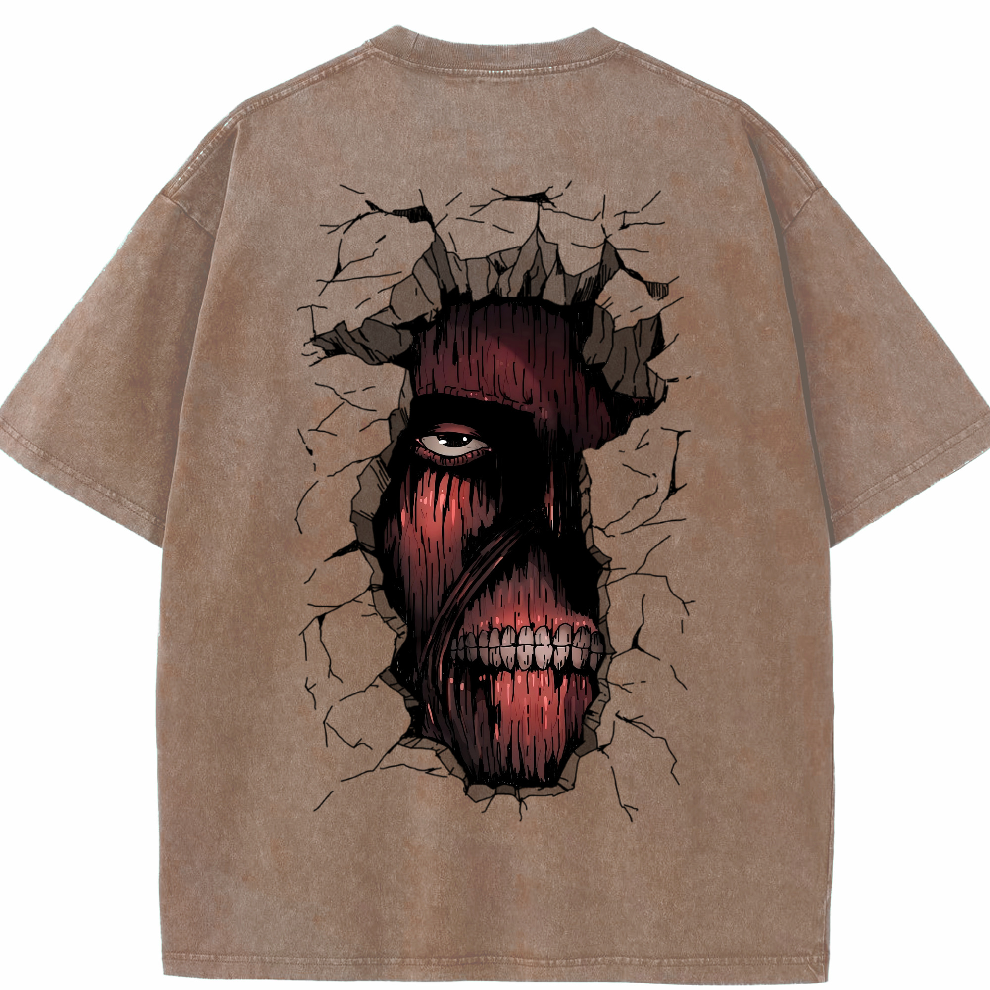 （画像用） 進撃の巨人 Attack on Titan 綿100% ヴィンテージ風 半袖Tシャツ（背面プリント）