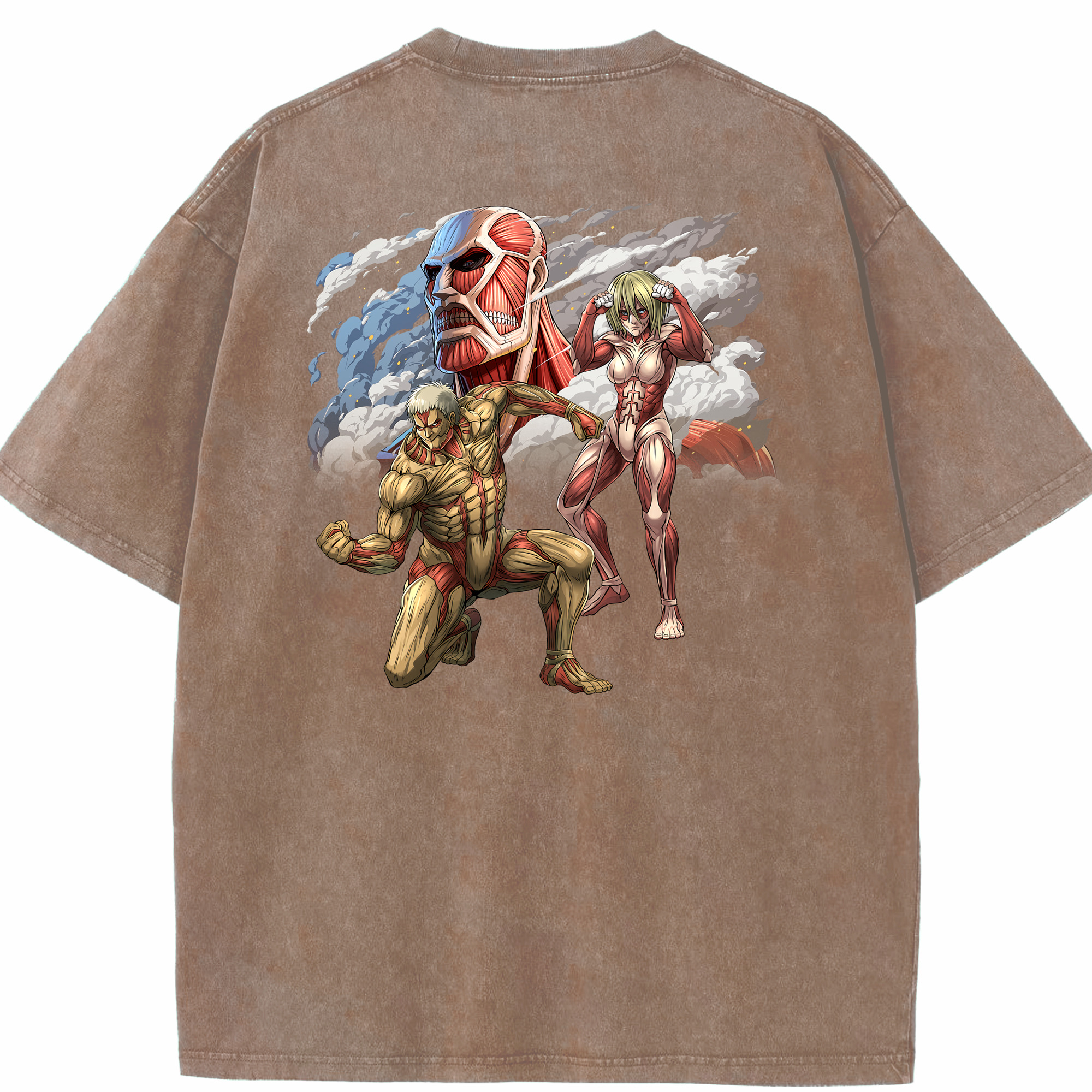 （画像用） 進撃の巨人 Attack on Titan 綿100% ヴィンテージ風 半袖Tシャツ（背面プリント）