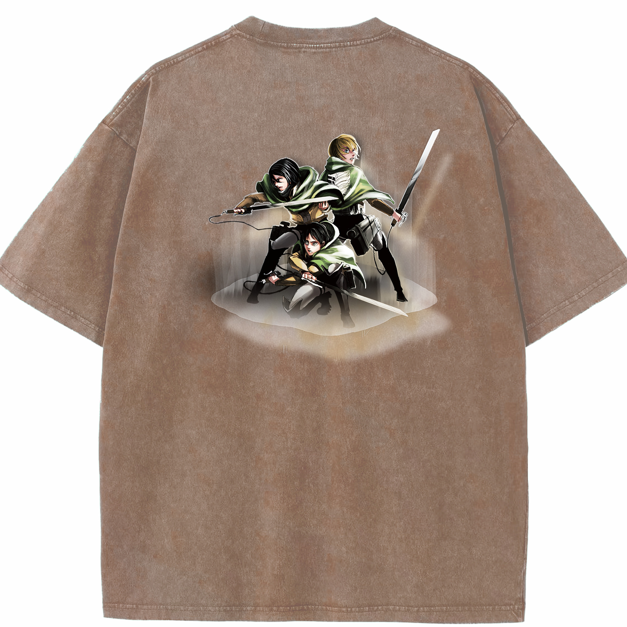 （画像用） 進撃の巨人 Attack on Titan 綿100% ヴィンテージ風 半袖Tシャツ（背面プリント）