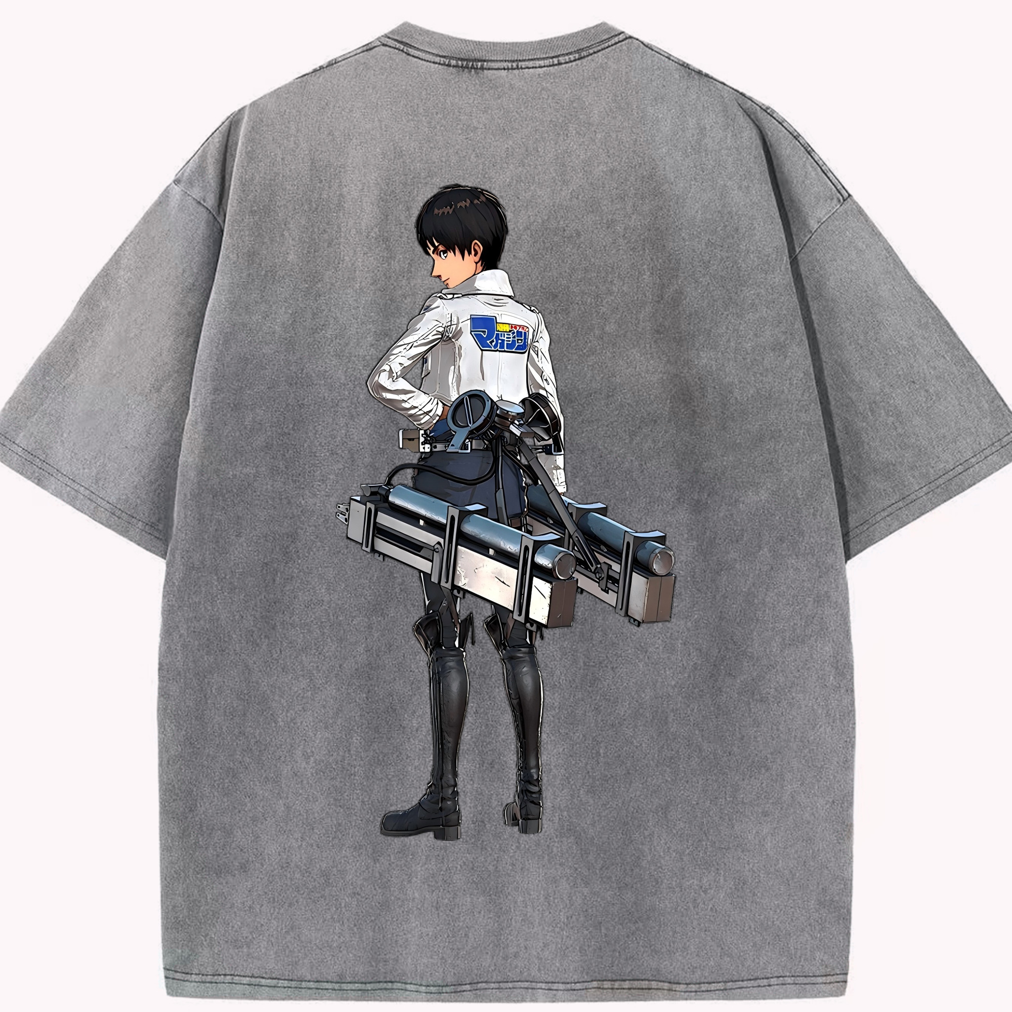 （画像用） 進撃の巨人 エレン･イェーガー Attack on Titan Eren Jäger 綿100% ヴィンテージ風 半袖Tシャツ（背面プリント）