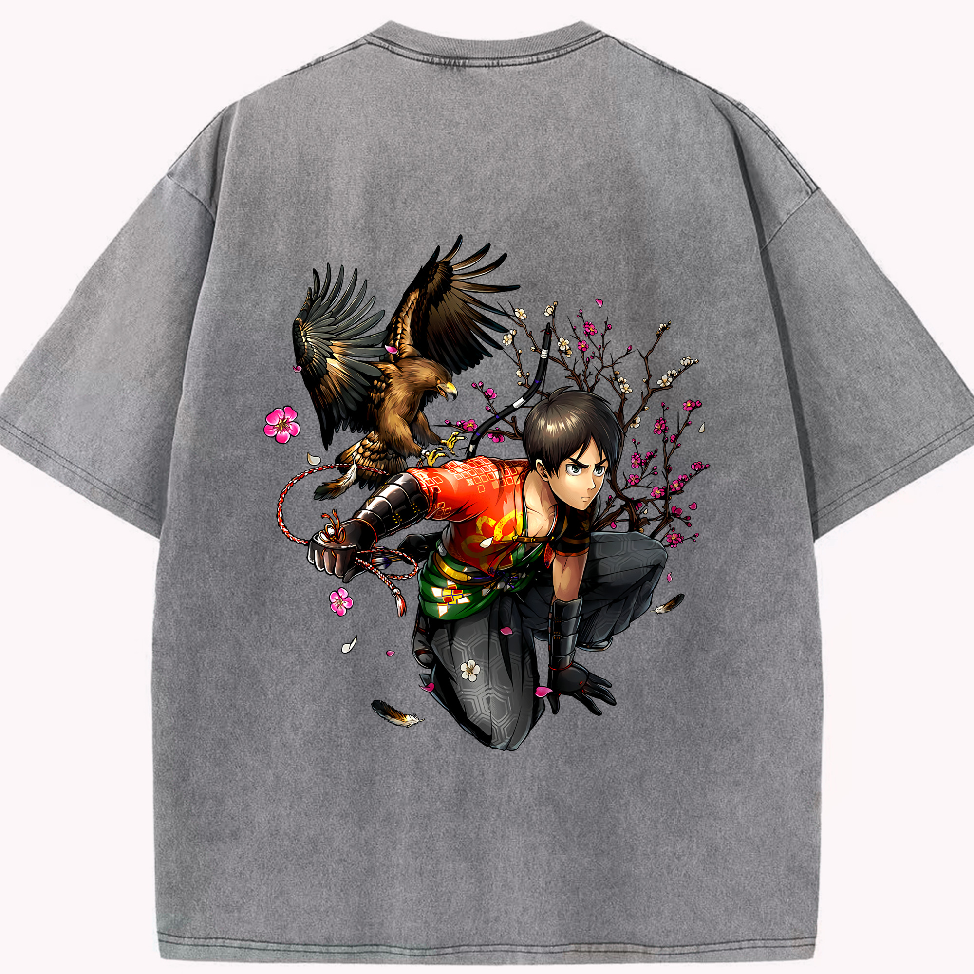 （画像用） 進撃の巨人 エレン･イェーガー Attack on Titan Eren Jäger 綿100% ヴィンテージ風 半袖Tシャツ（背面プリント）