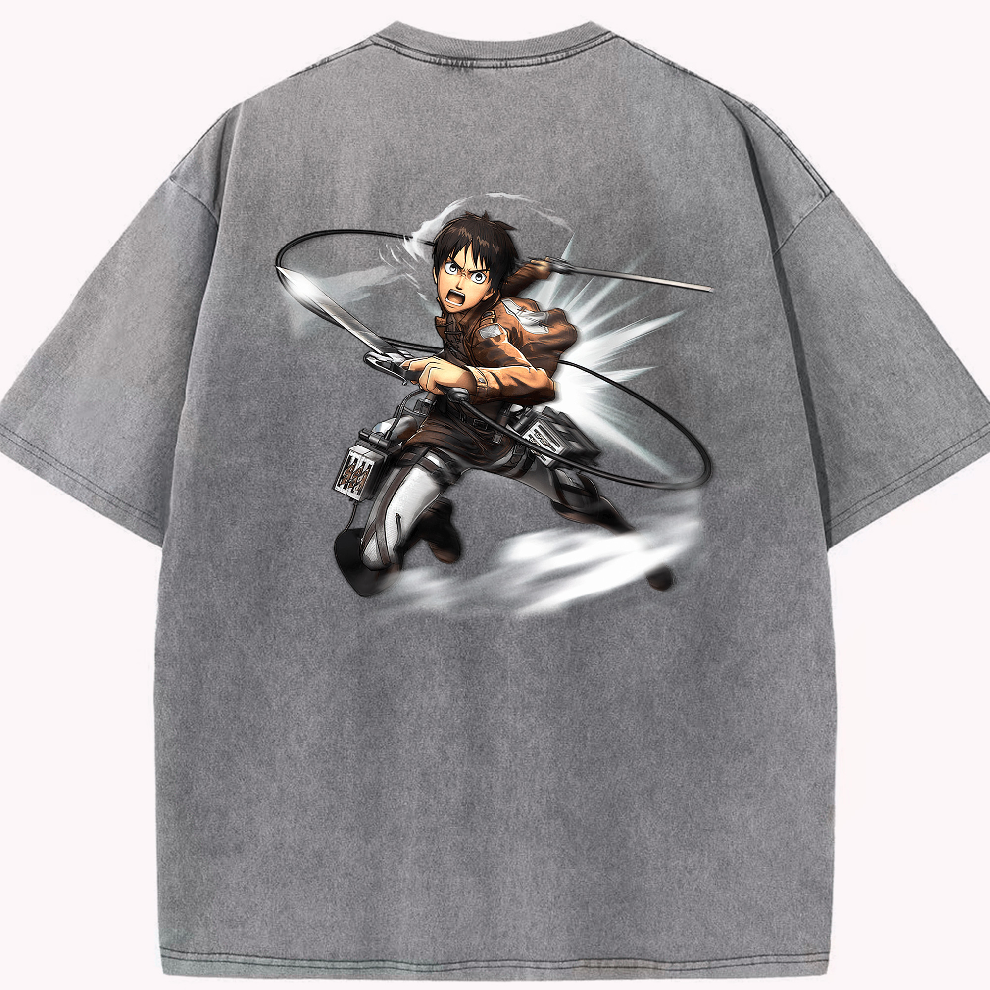 （画像用） 進撃の巨人 エレン･イェーガー Attack on Titan Eren Jäger 綿100% ヴィンテージ風 半袖Tシャツ（背面プリント）