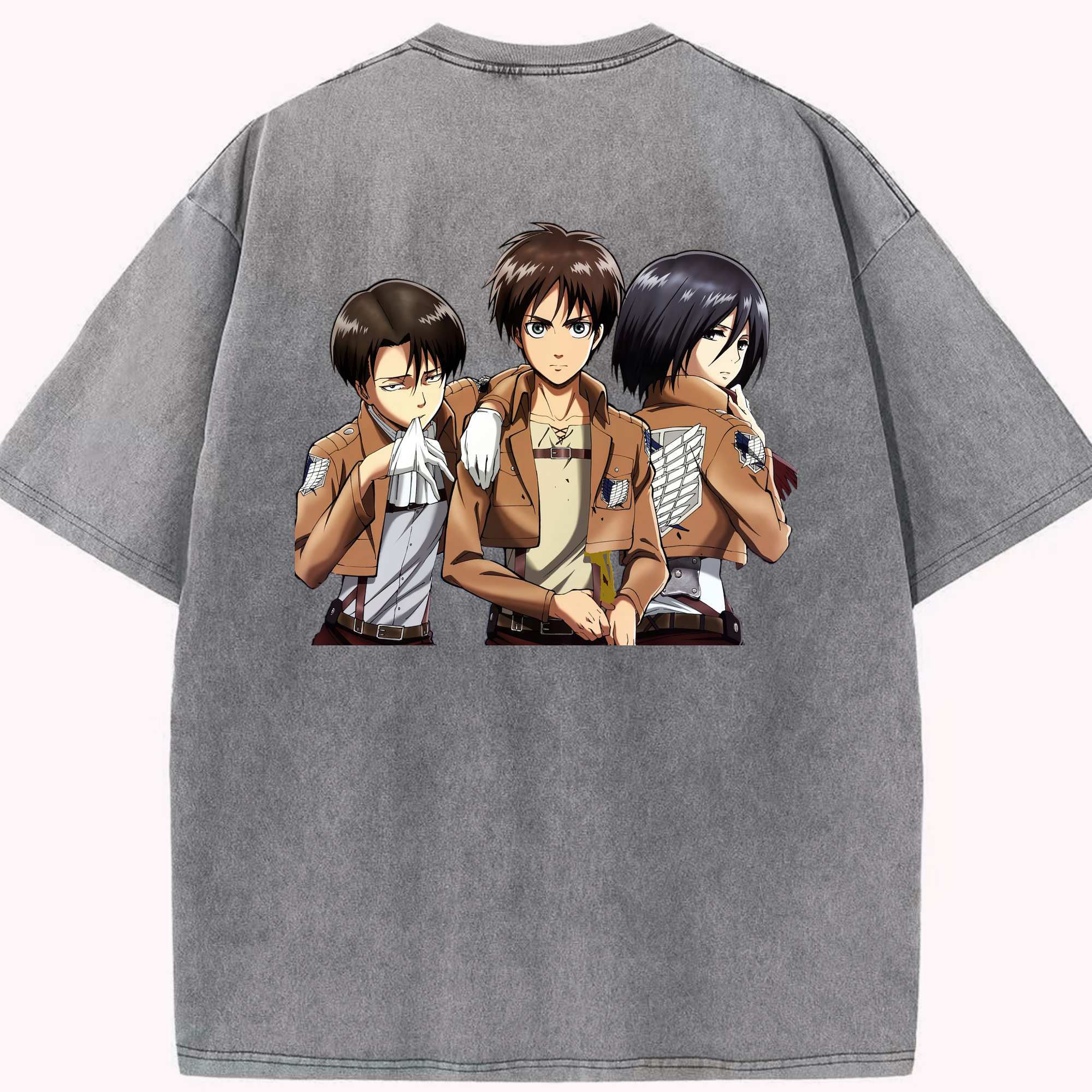 （画像用） 進撃の巨人 エレン･イェーガー Attack on Titan Eren Jäger 綿100% ヴィンテージ風 半袖Tシャツ（背面プリント）