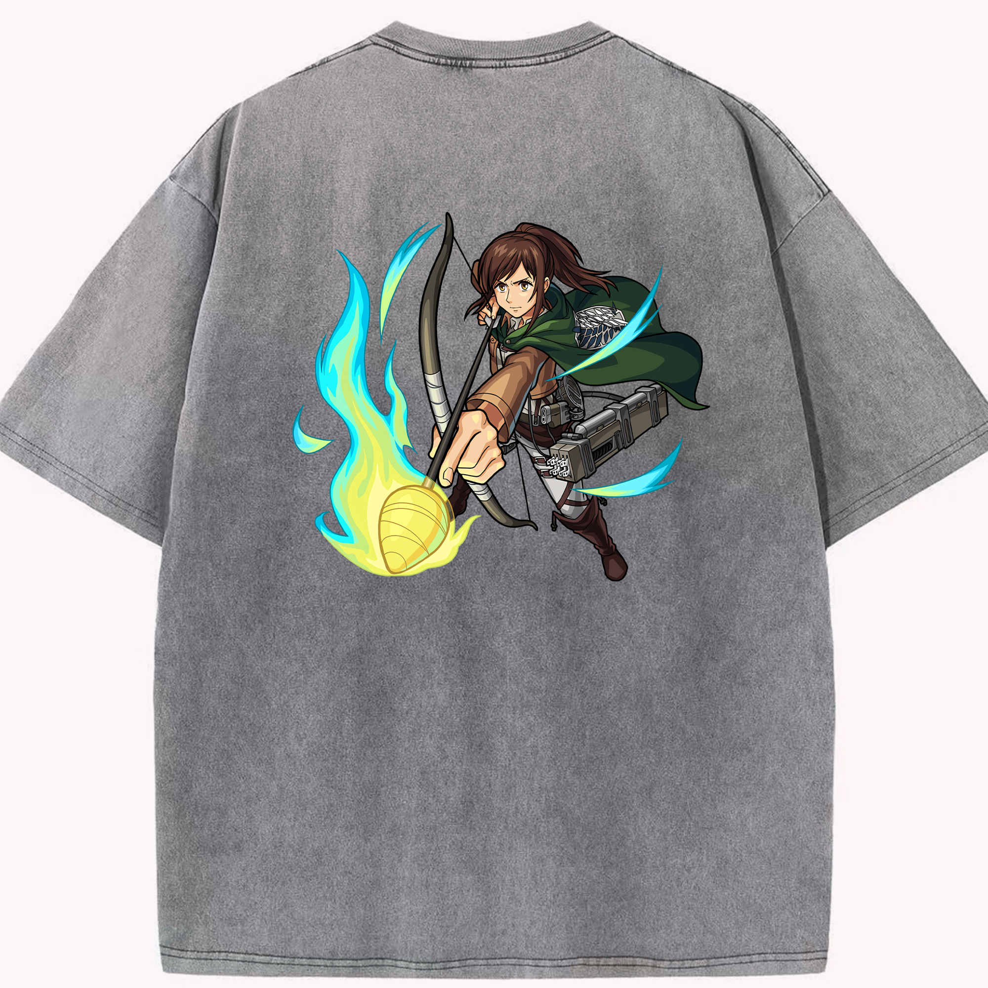 （画像用） 進撃の巨人 サシャ·ブラウス Attack on Titan Sasha Blaus 綿100% ヴィンテージ風 半袖Tシャツ（背面プリント）